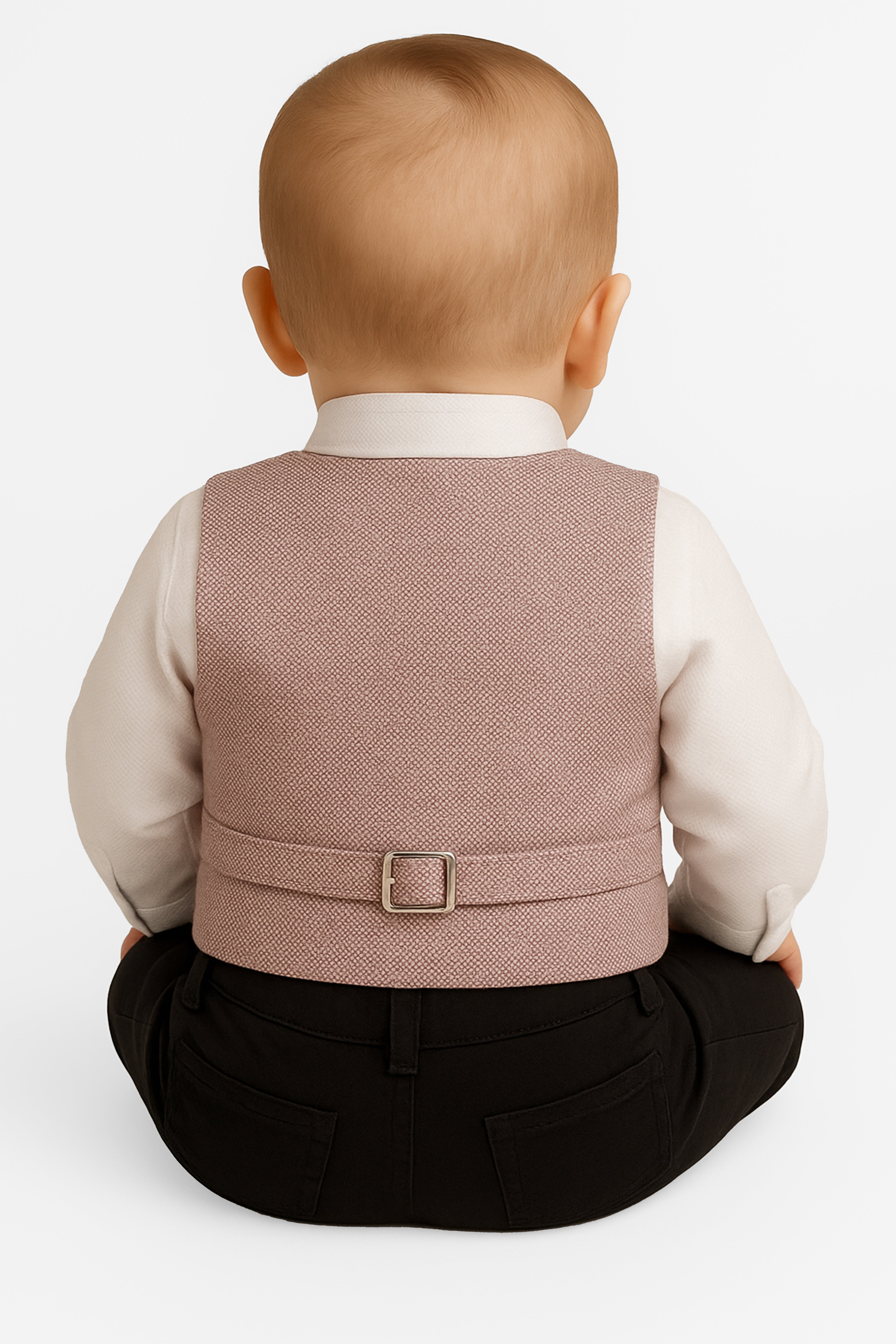Baby Boys 4-Piece Textured Jacquard Waistcoat Suit - SPOR ZARGOS PINK BACK