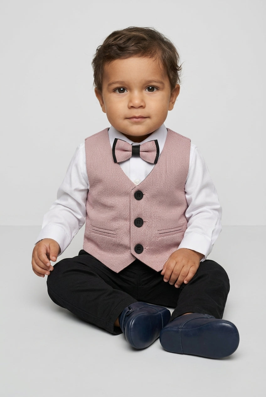 Baby Boys 4-Piece Textured Jacquard Waistcoat Suit - SPOR ZARGOS PINK