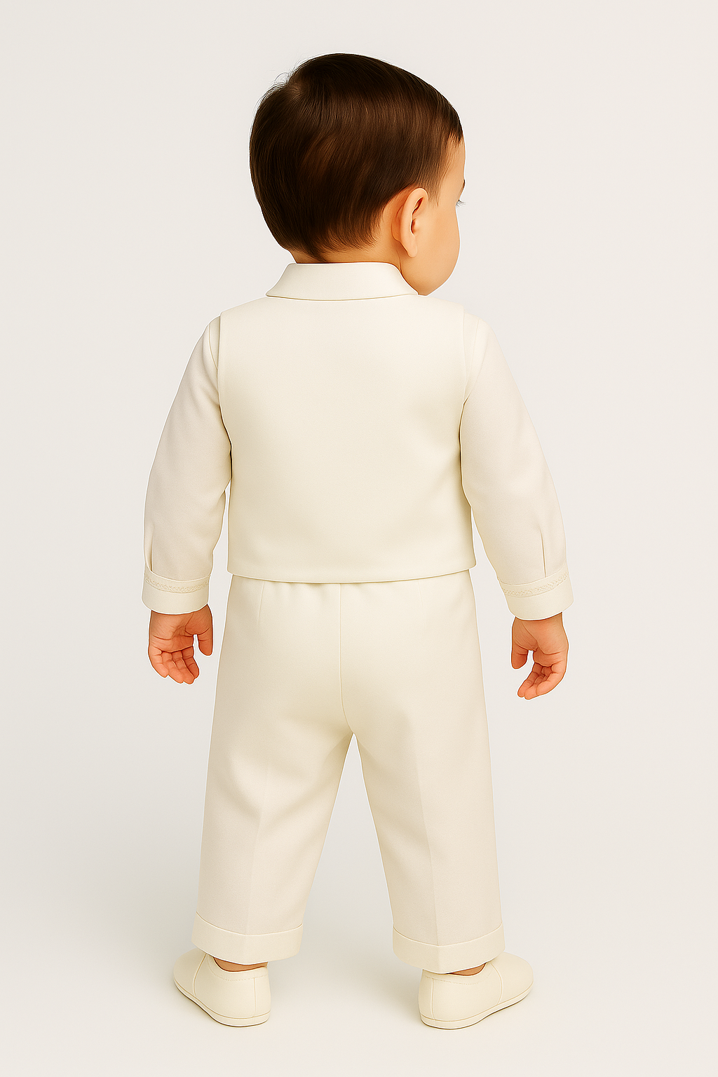 Baby Boys 4 Piece Ivory Christening Suit Set Back picture