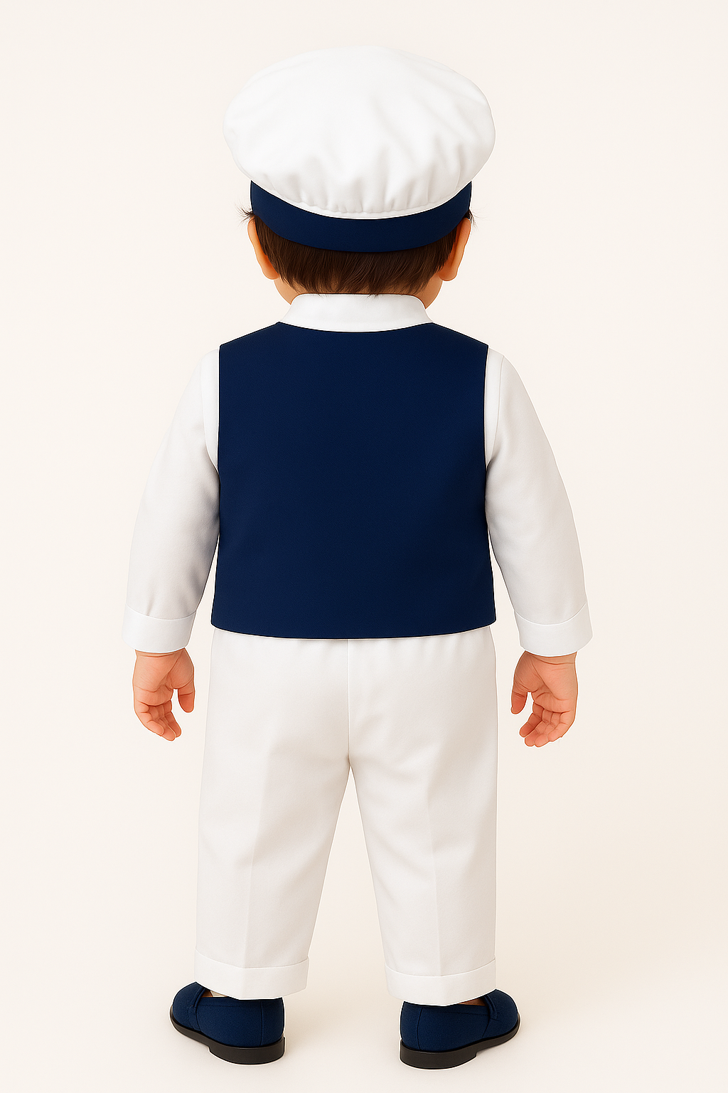 Baby Boys 5 Piece Sailor Christening Suit - NELSON - Navy Blue & White Back Picture