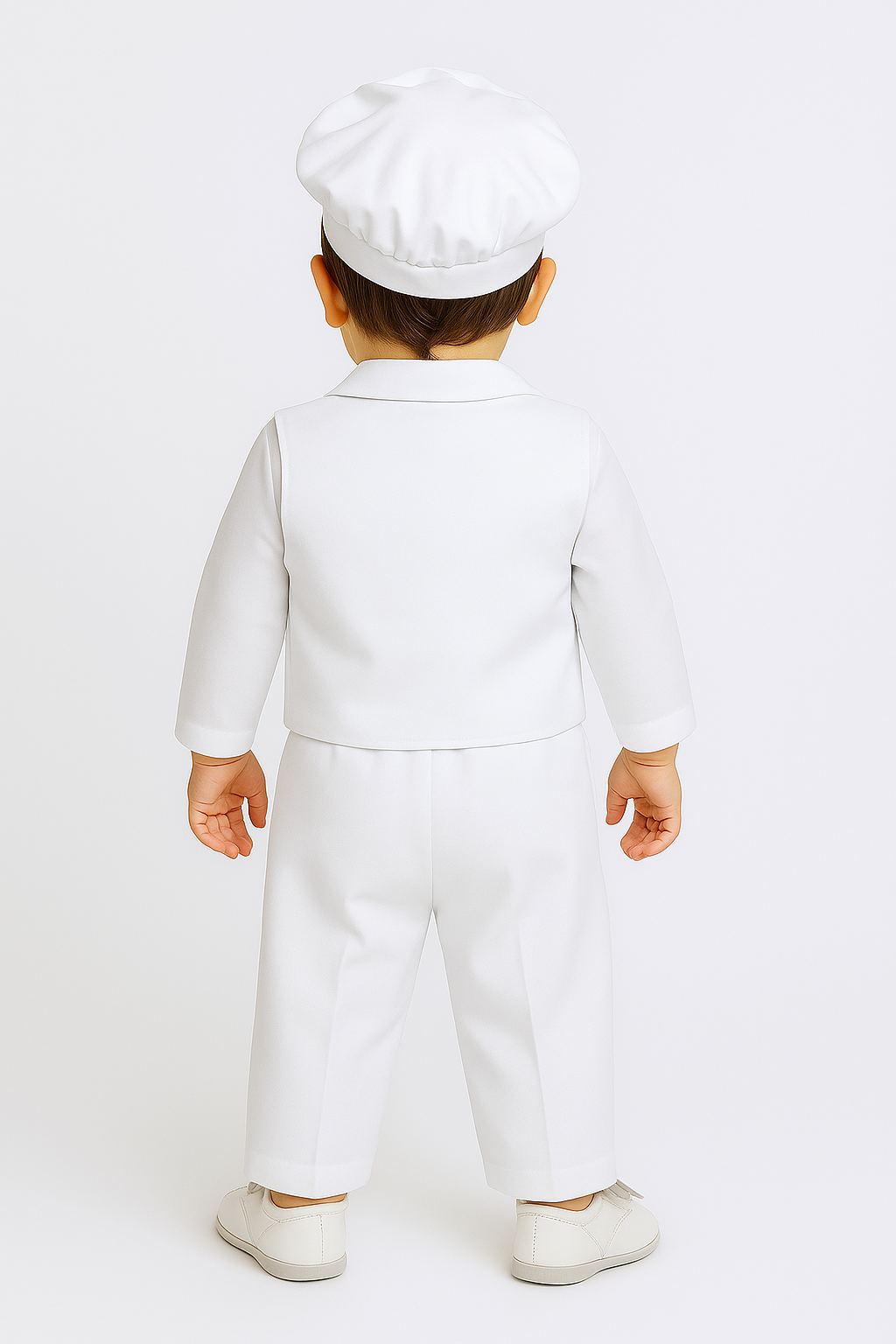 Baby Boys 5 Piece Sailor Christening Suit - NELSON - White & Sky Blue Back Picture