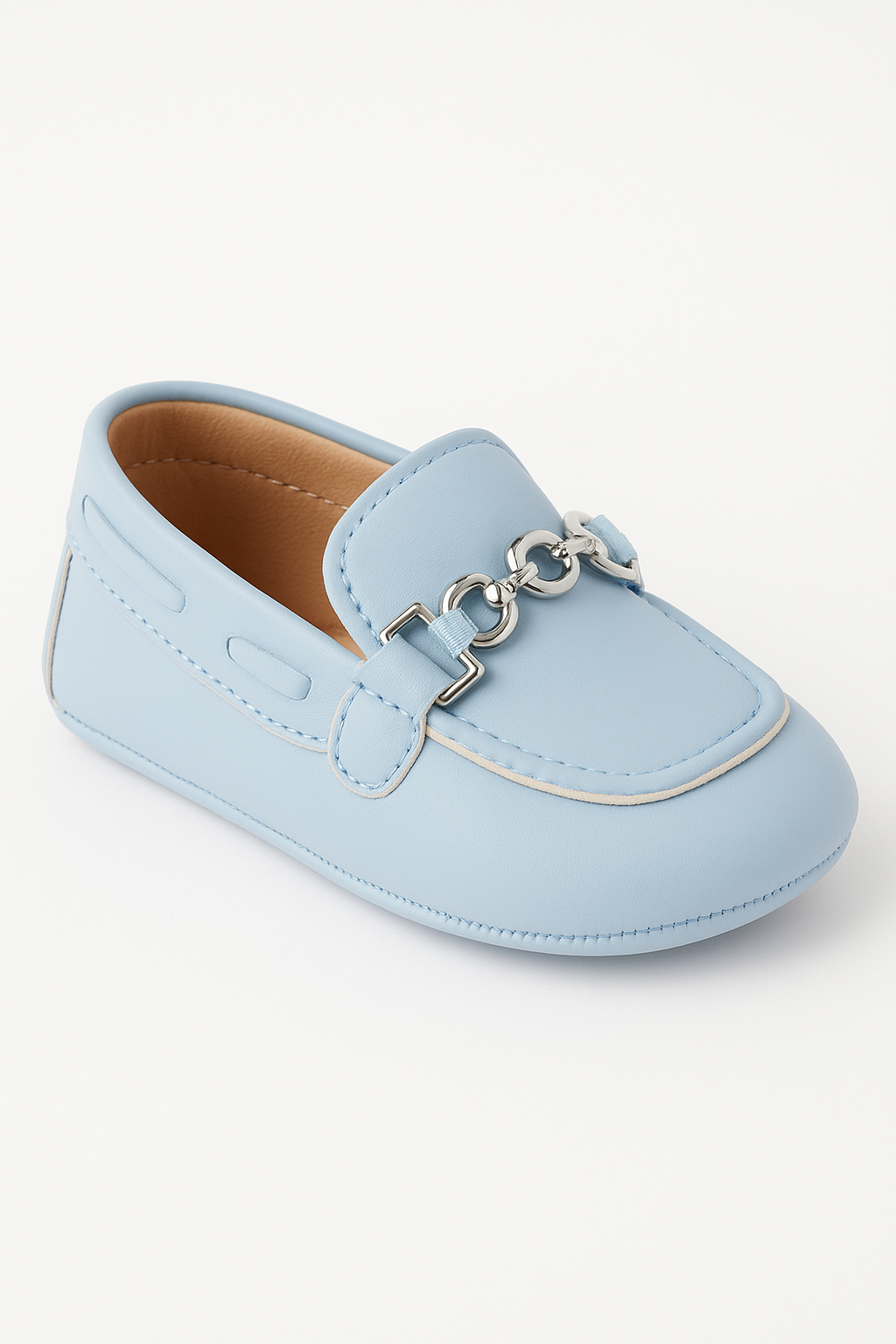 Baby Boys Pre-walker Loafer with Metal Charm - ALDOLFO - Baby Blue Side Picture