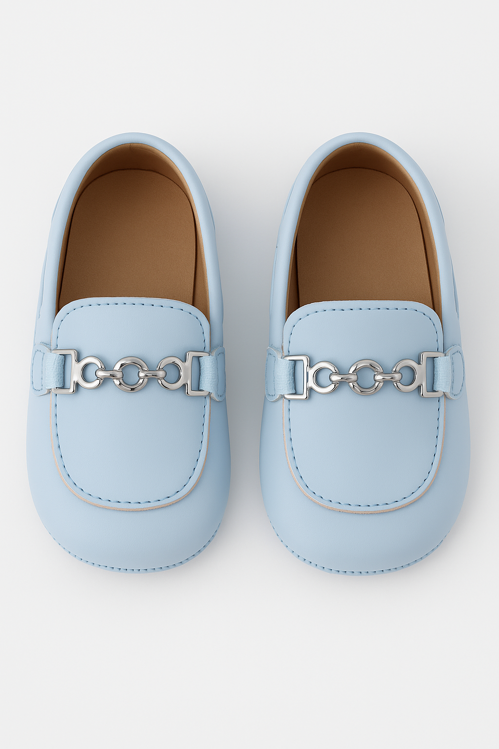 Baby Boys Pre-walker Loafer with Metal Charm - ALDOLFO - Baby Blue Front Picture