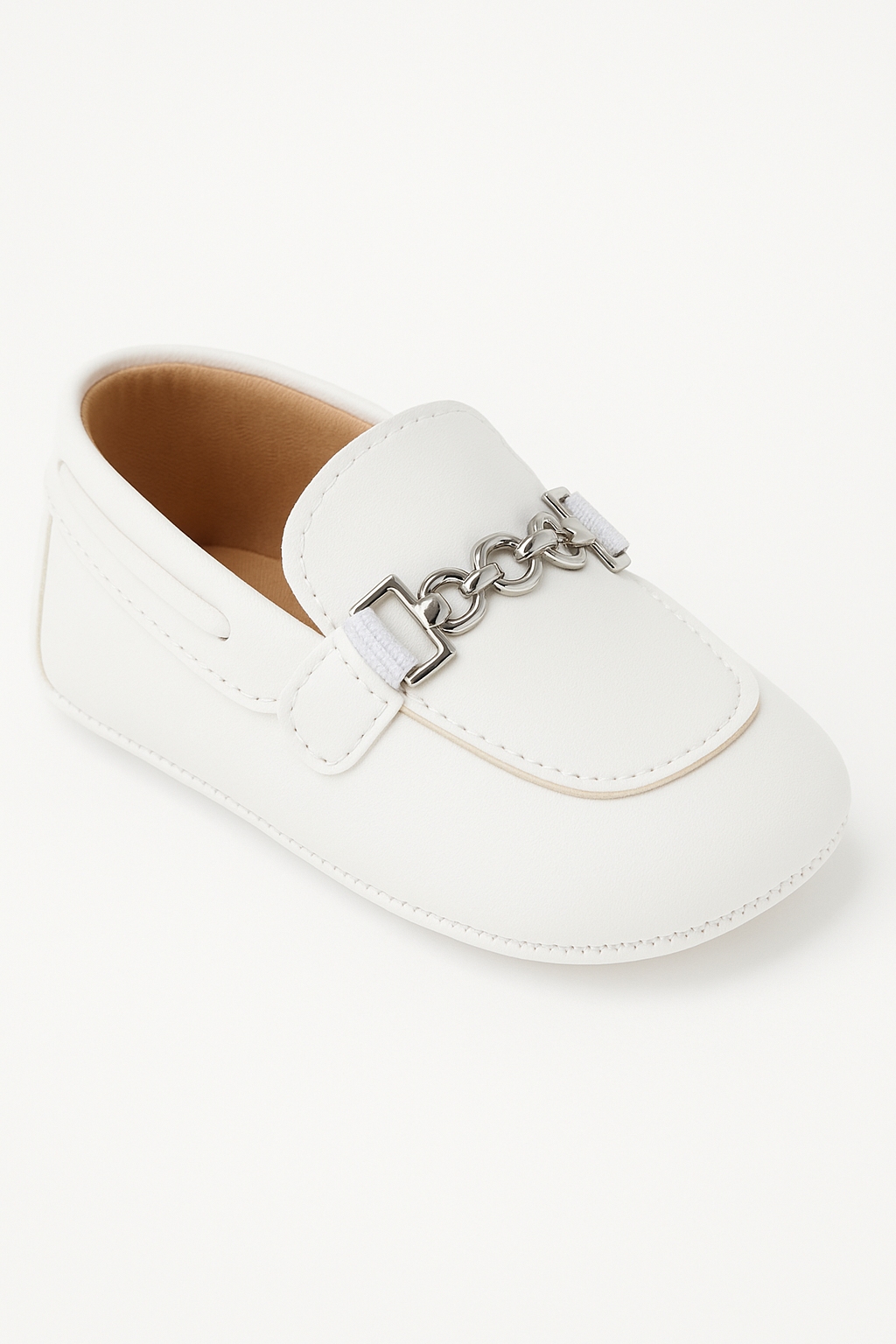 Baby Boys Pre-walker Loafer with Metal Charm - ALDOLFO - White Side Picture