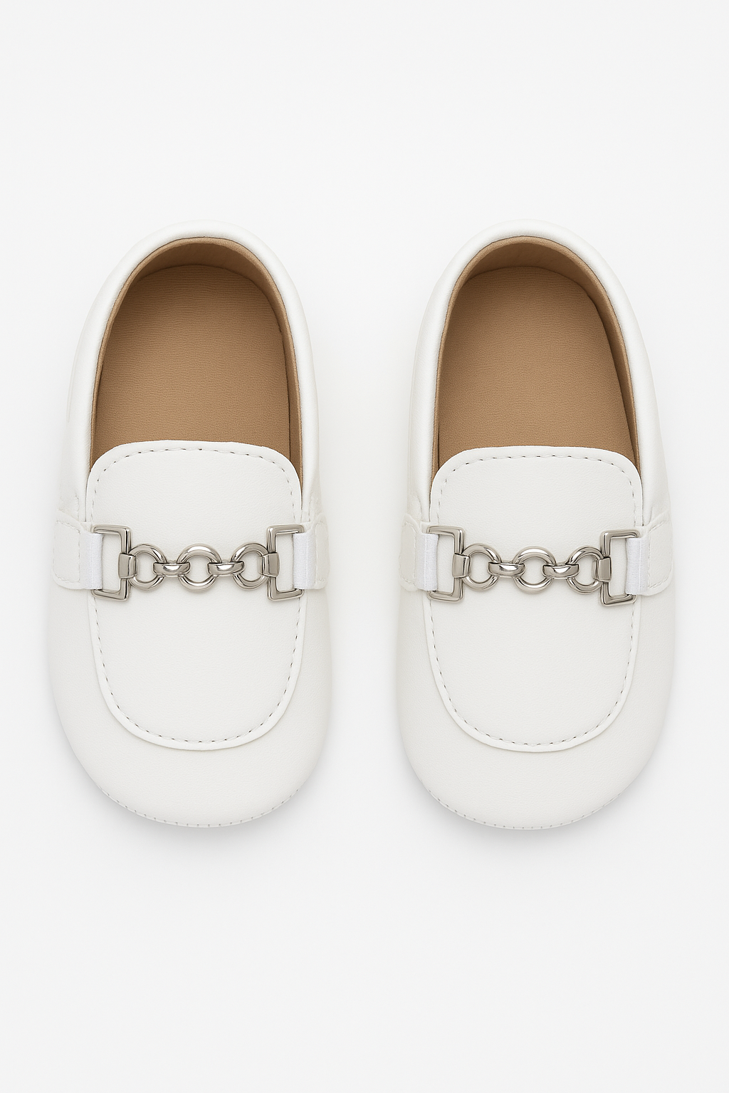 Baby Boys Pre-walker Loafer with Metal Charm - ALDOLFO - White Front Picture