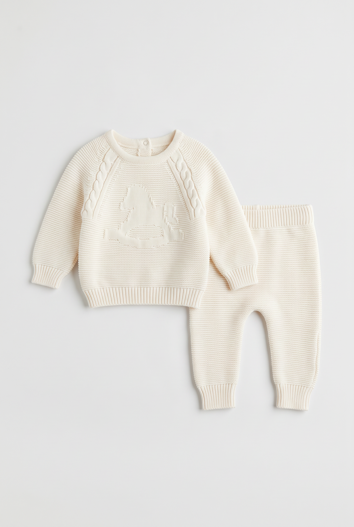 Baby Boys Rocking Horse Knitted Jumper and Joggers 2-Piece Set - 26010 Ivory
