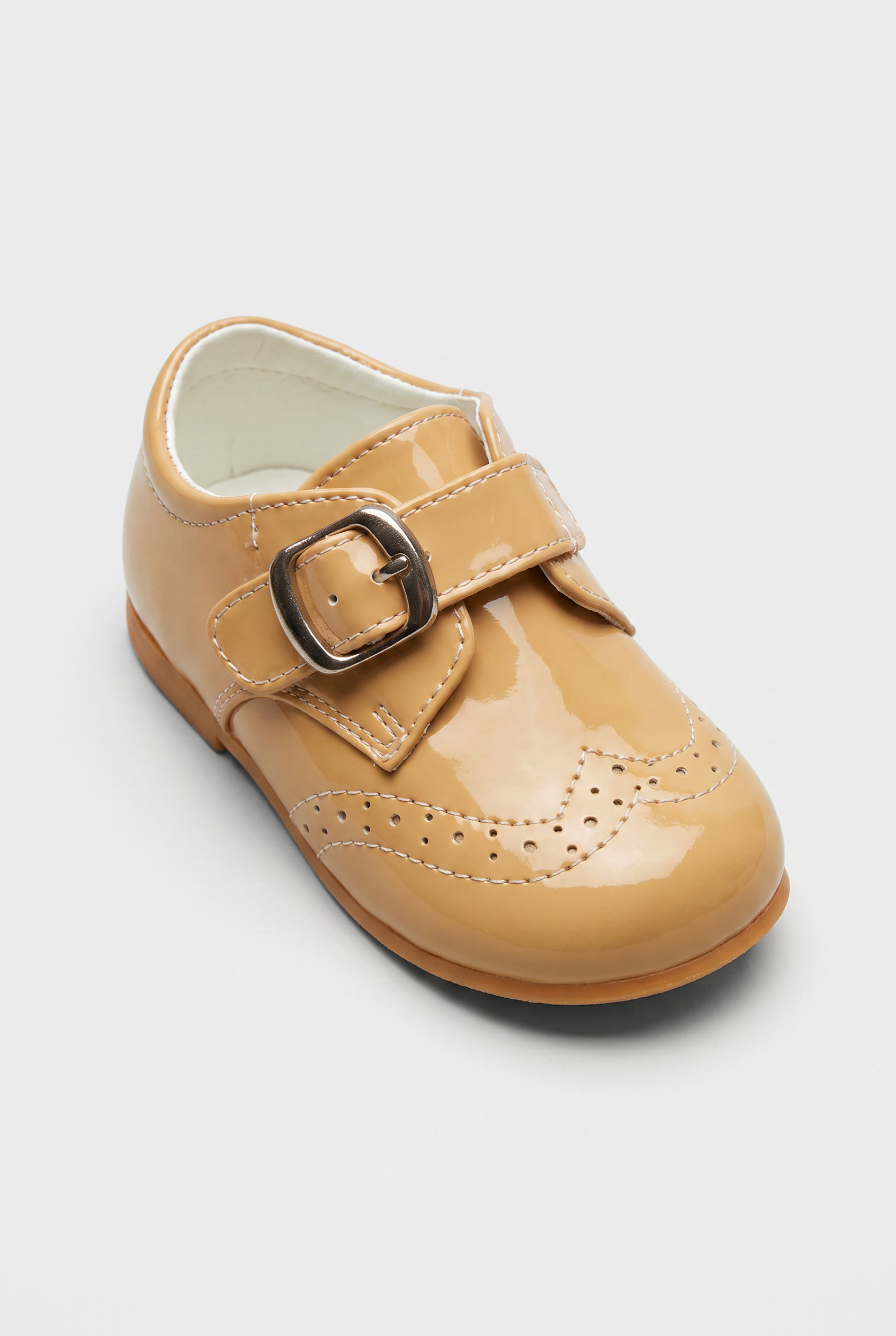 Baby Boys and Girls Patent Slip on Formal Wedding Shoes - Beige