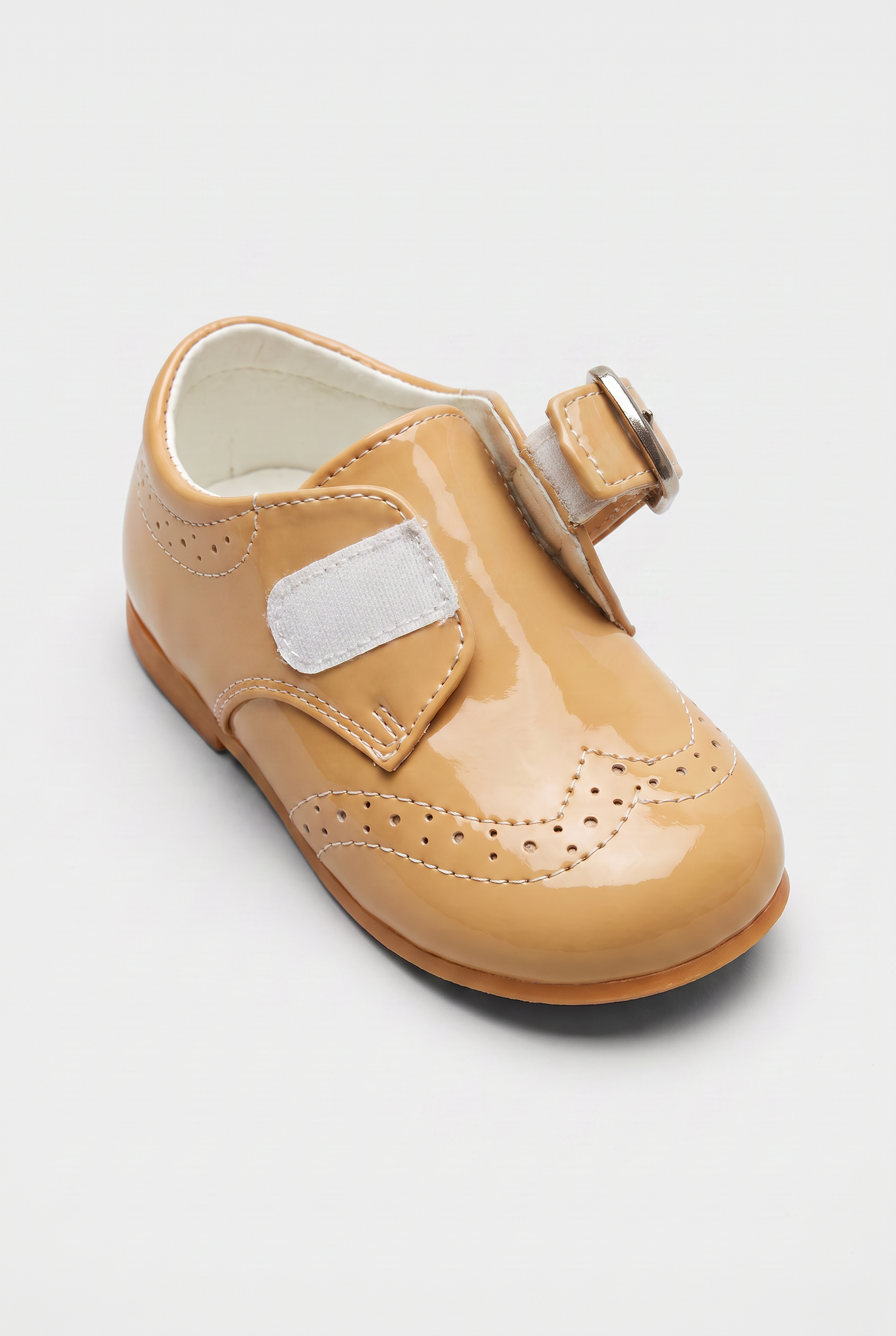 Baby Boys and Girls Patent Slip on Formal Wedding Shoes - Beige