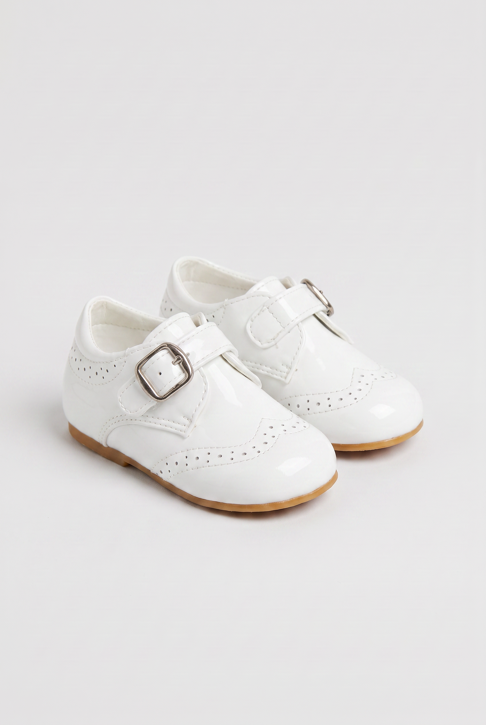 Baby Boys and Girls Patent Slip on Formal Wedding Shoes - White