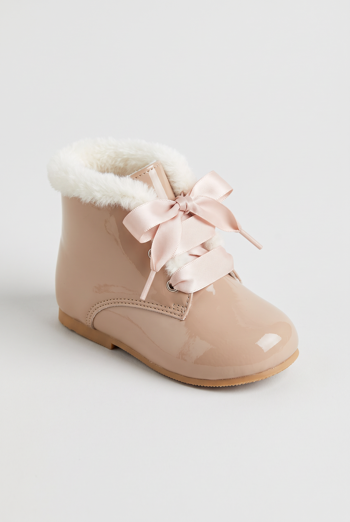 Baby Girls Fur Trim Lace Up Boots - Sevva Claudia Camel