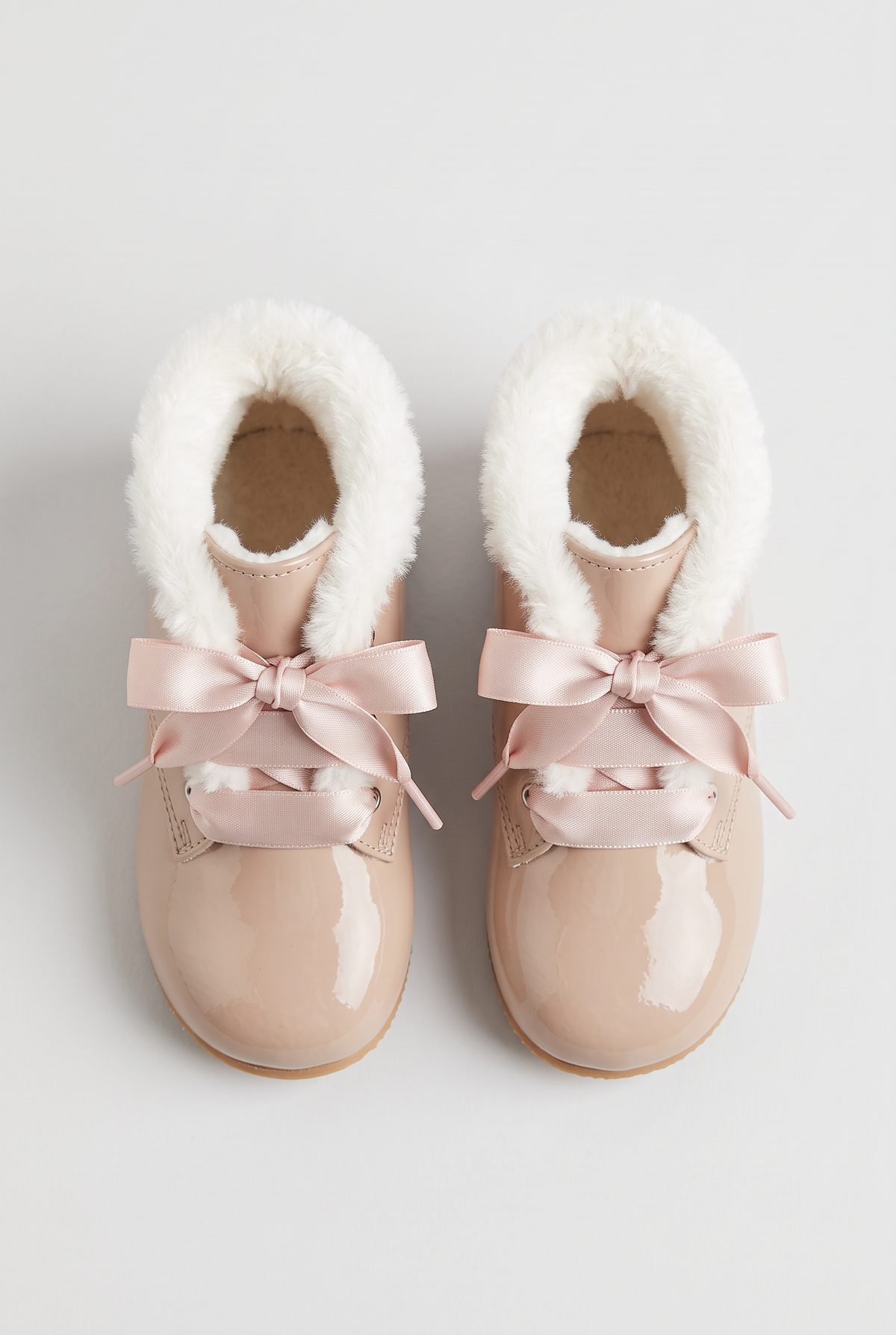 Baby Girls Fur Trim Lace Up Boots - Sevva Claudia Camel Front Picture
