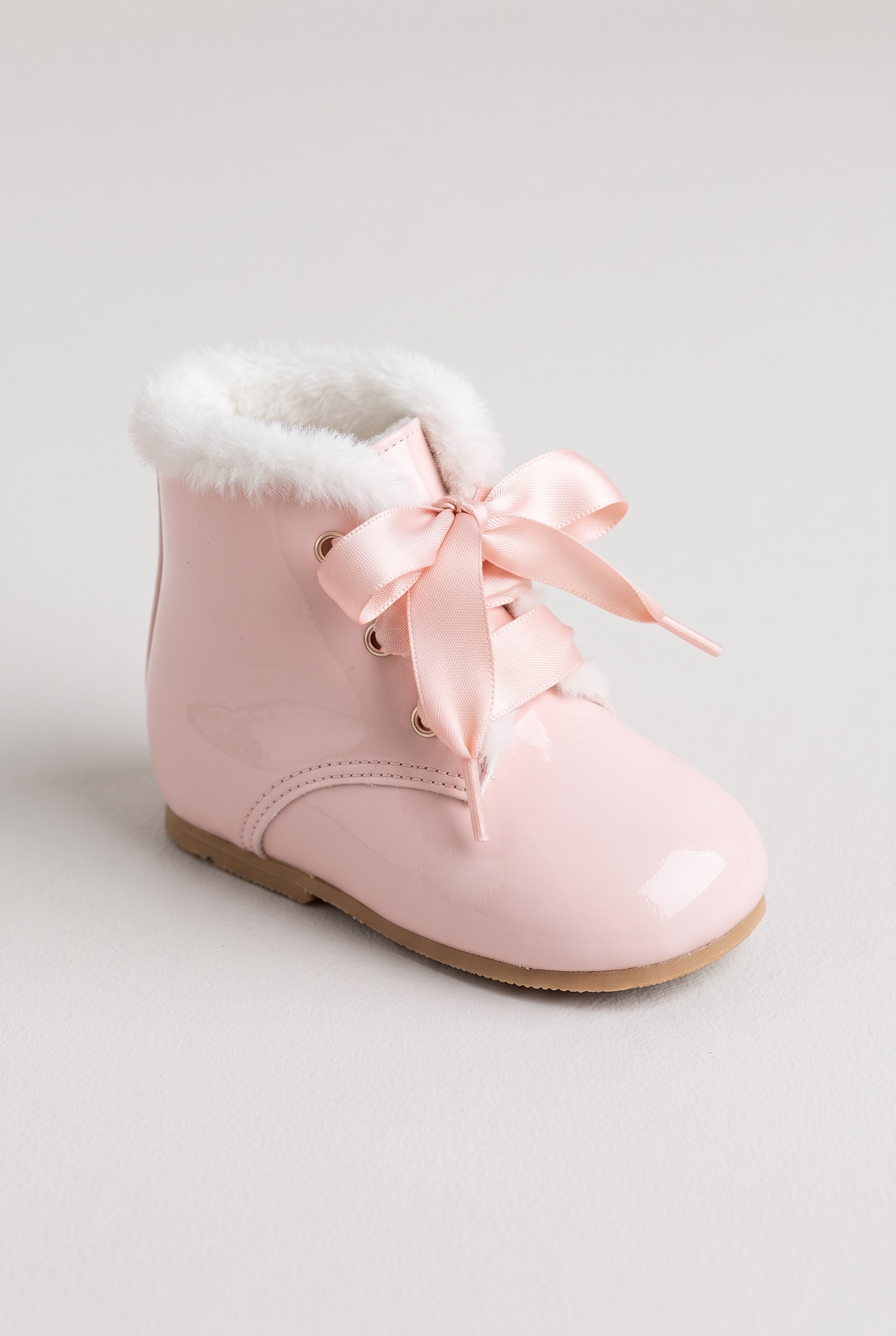 Baby Girls Fur Trim Lace Up Boots - Sevva Claudia Pink