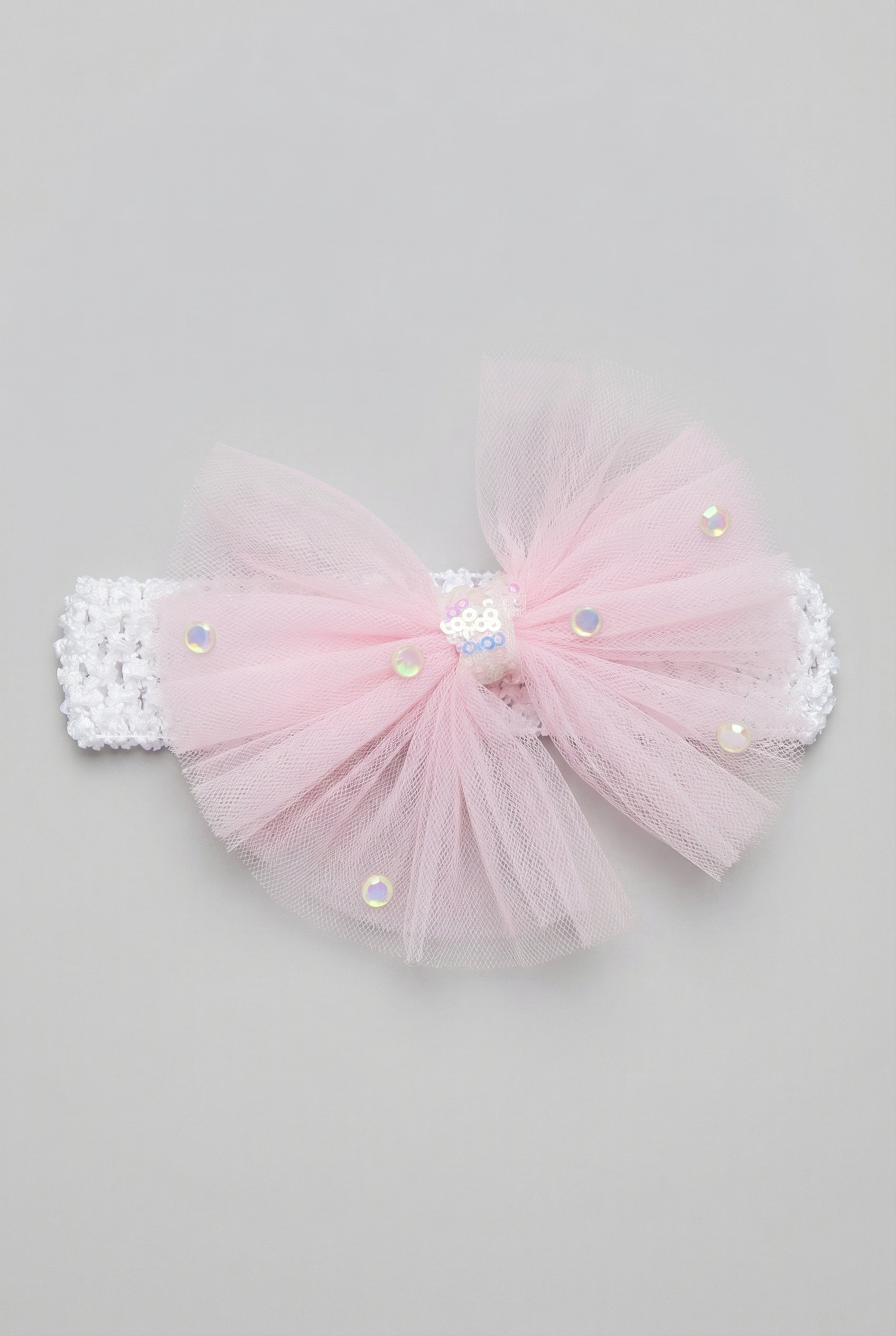 Baby Girls Pink Sequin Tulle Party Dress with Headband