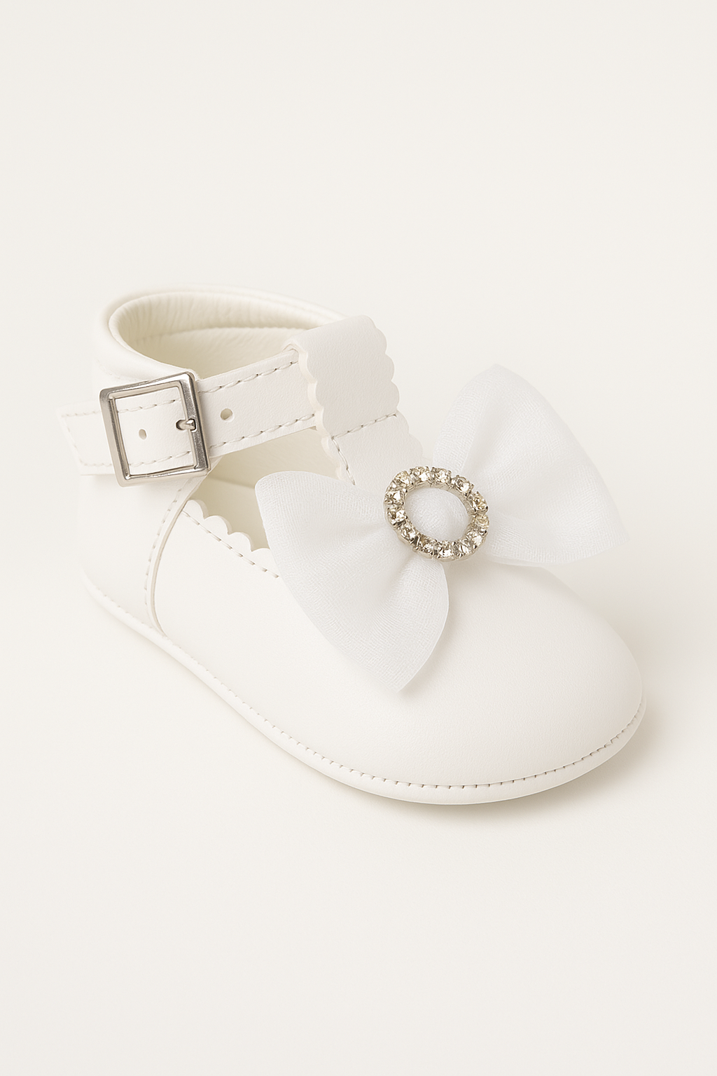 Baby Girls Rhinestones Christening Shoes - MILLIE - White Side Picture