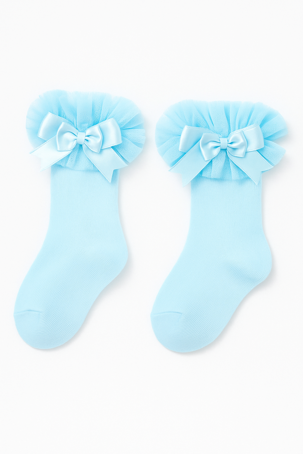 Baby Girls Ruffle Bow Frilly Ankle Socks - Blue