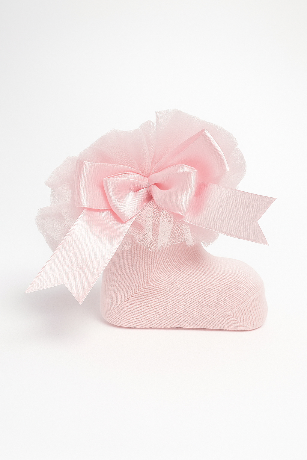 Baby Girls Ruffle Bow Frilly Ankle Socks - Pink Picture