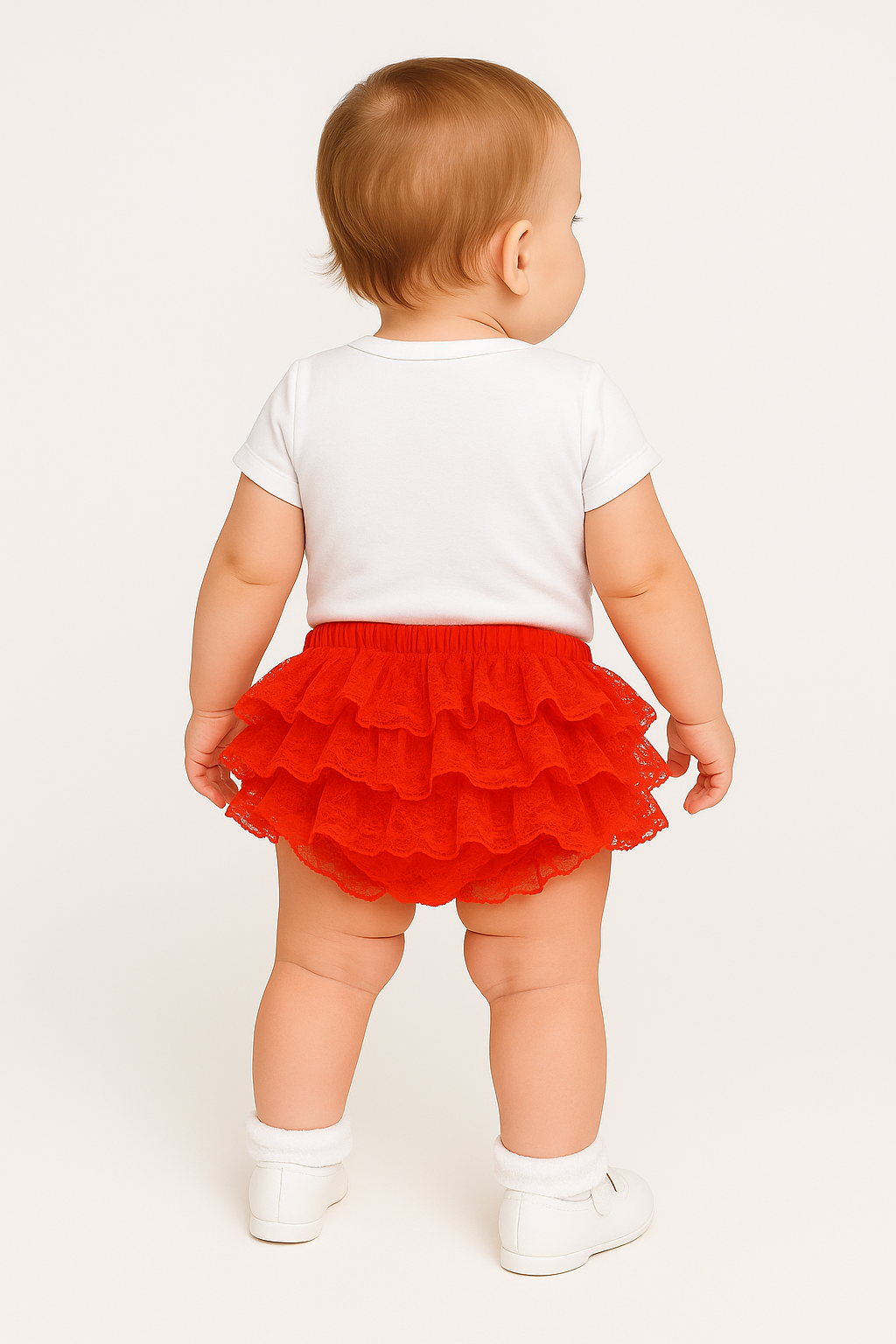 Baby Girls Ruffled Lace  bloomers - Red Back Picture