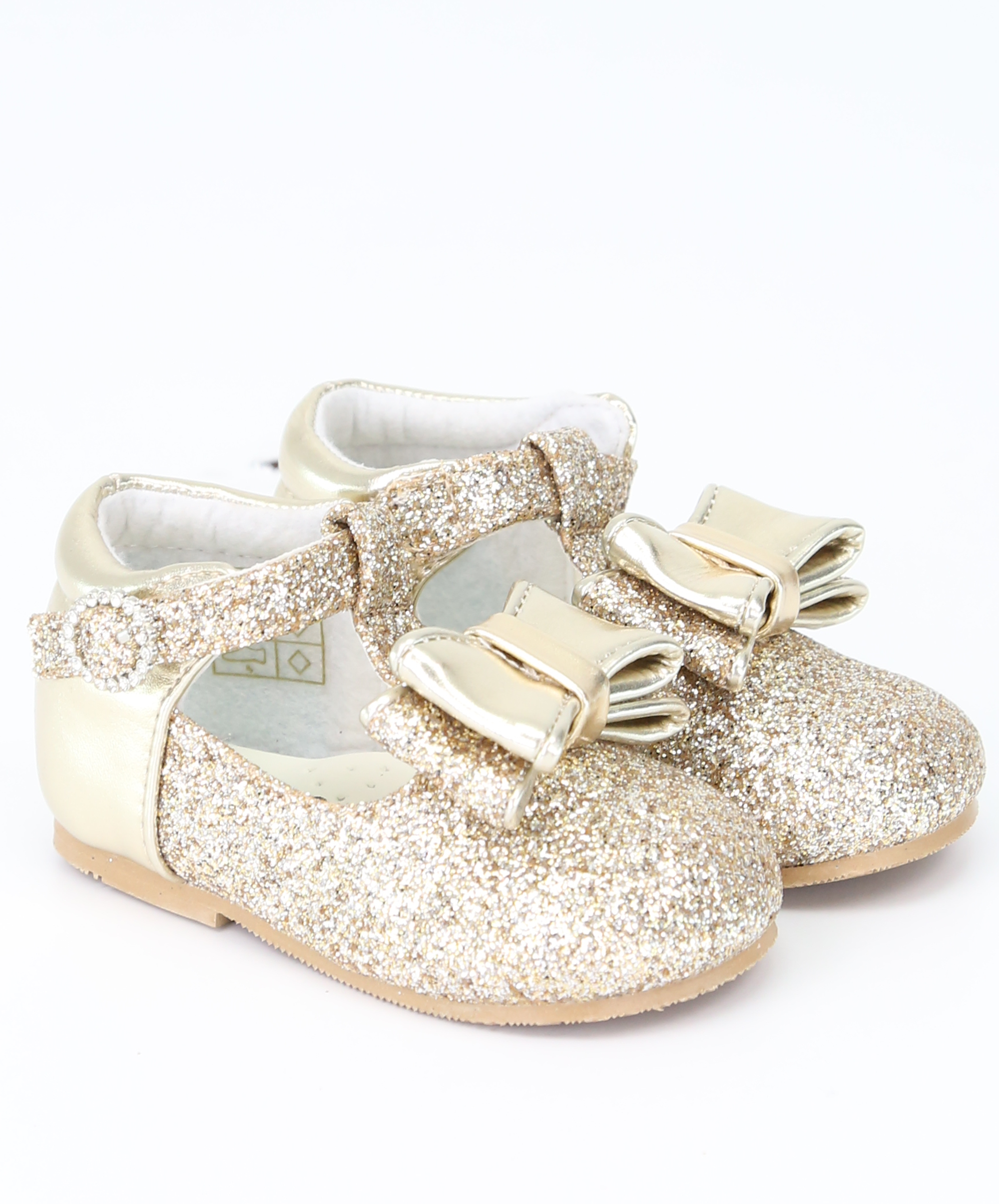 Baby Girls Sparkly Mary Jane Shoes - CORA - Gold Pair Side Picture
