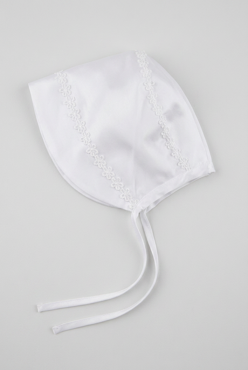 Baby Girls White 3 Piece Christening Dress Set with Feather Tulle Kaftan & Bonnet