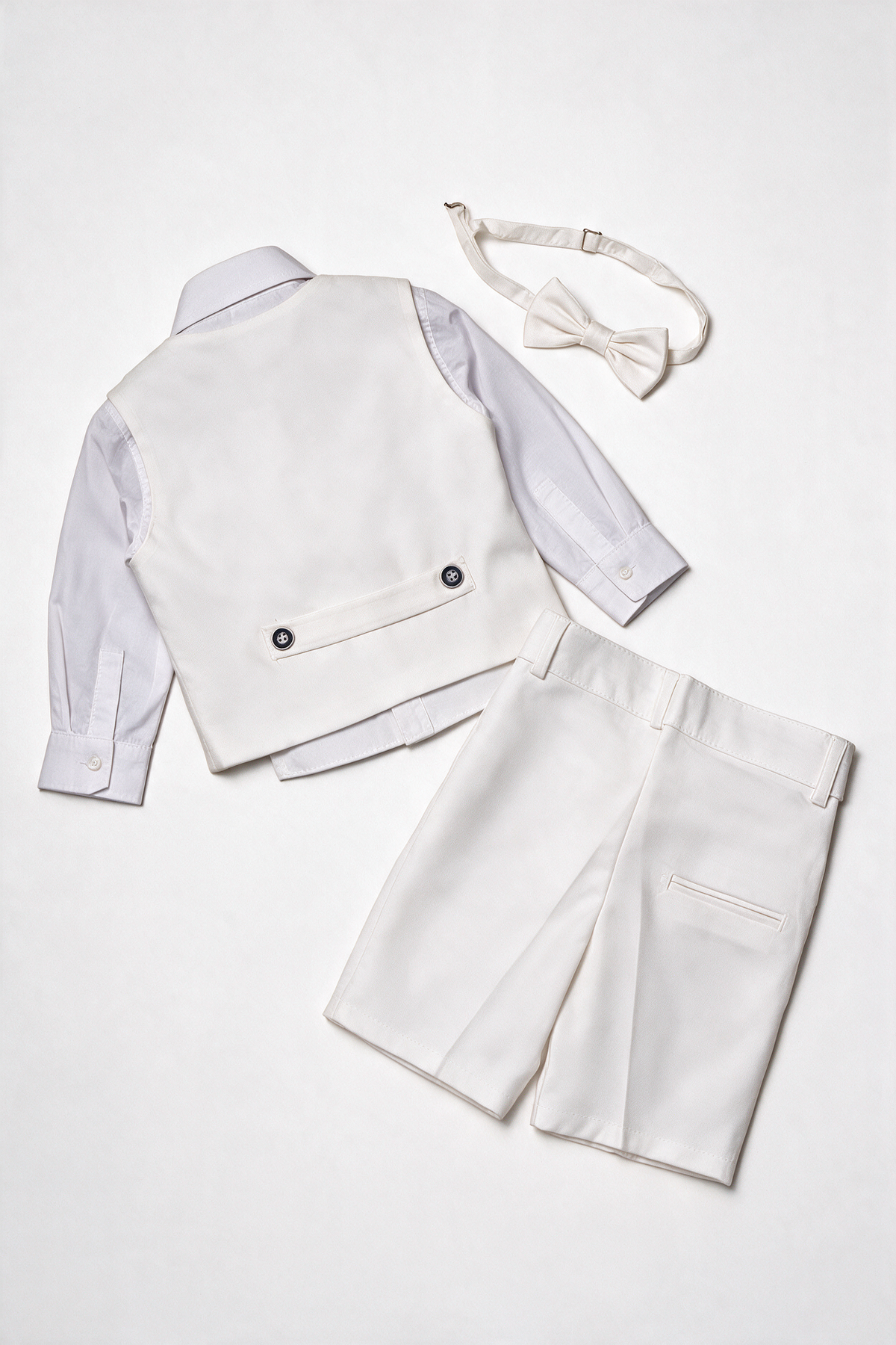 Baby & Boys 3-Piece White Cotton-Linen Waistcoat Shorts Suit Set - WHITBY