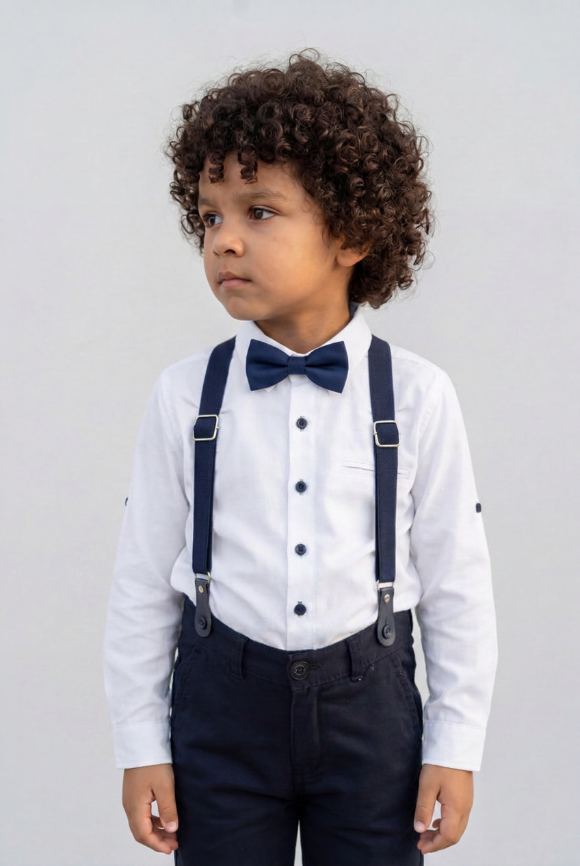 Baby & Boys 4-Piece Cotton Gentleman Outfit Set - OXFORD - White - Navy Blue