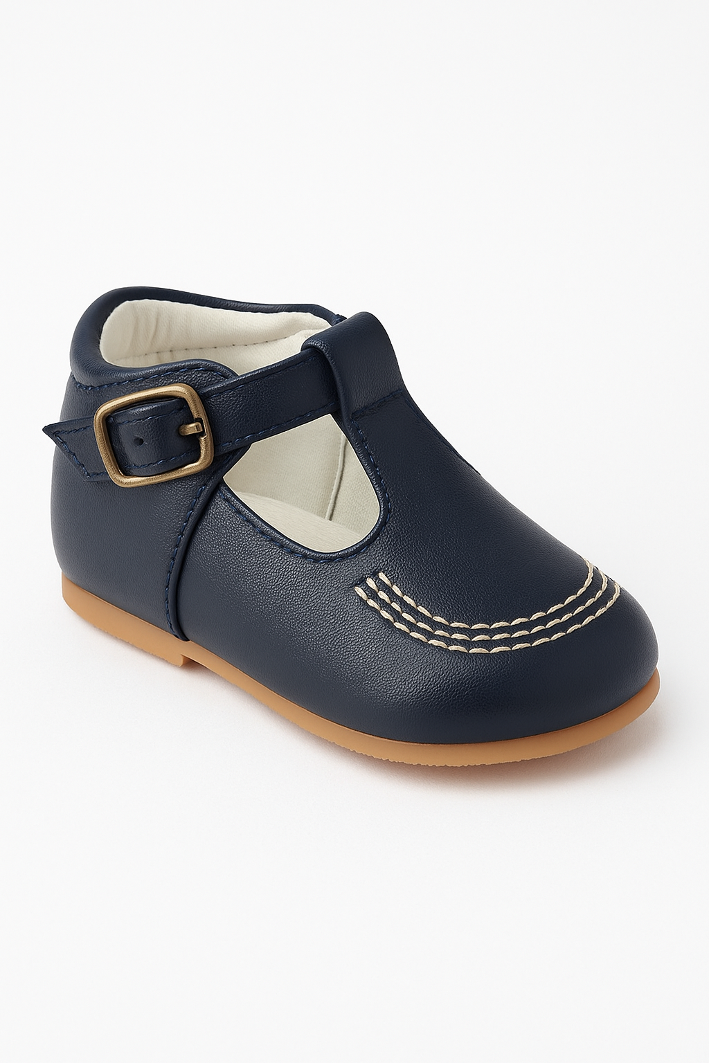 Baby & Boys Buckled Leather Shoes TEDDY - Navy Blue Side Picture