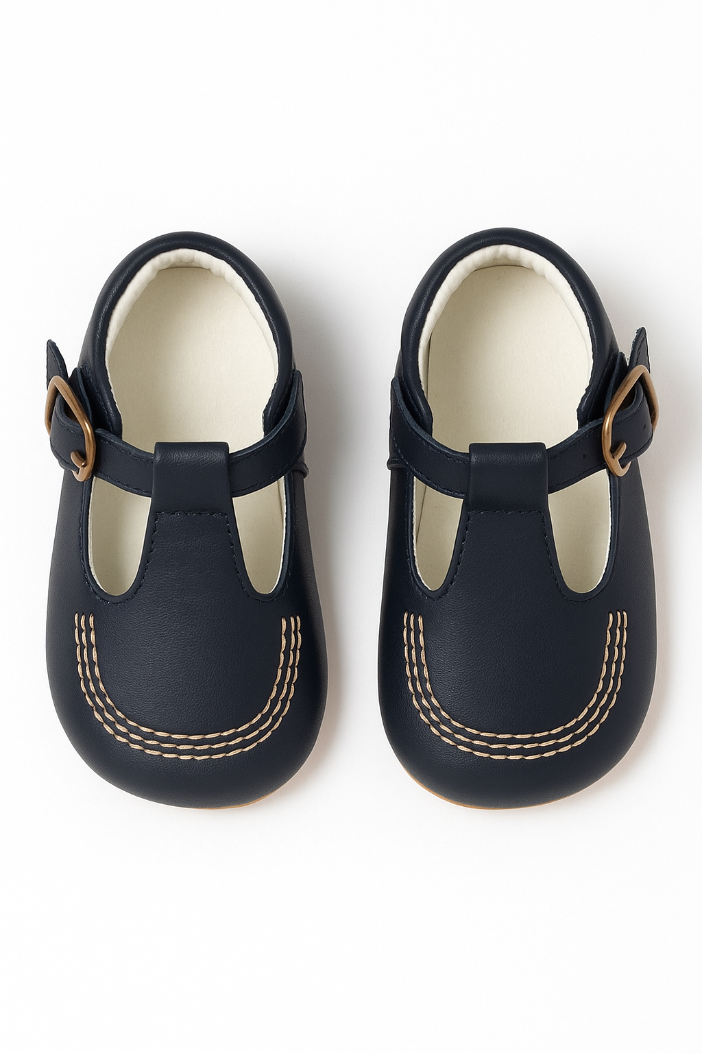 Baby & Boys Buckled Leather Shoes TEDDY - Navy Blue Front Picture