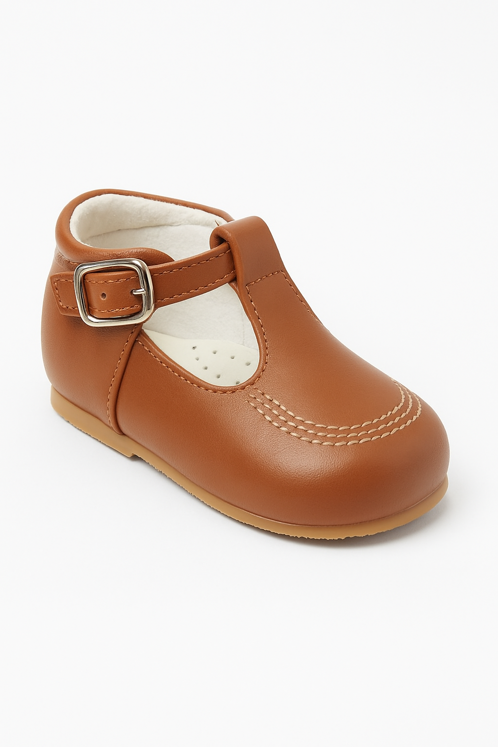 Baby & Boys Buckled Leather Shoes TEDDY - Tan Brown Side Picture