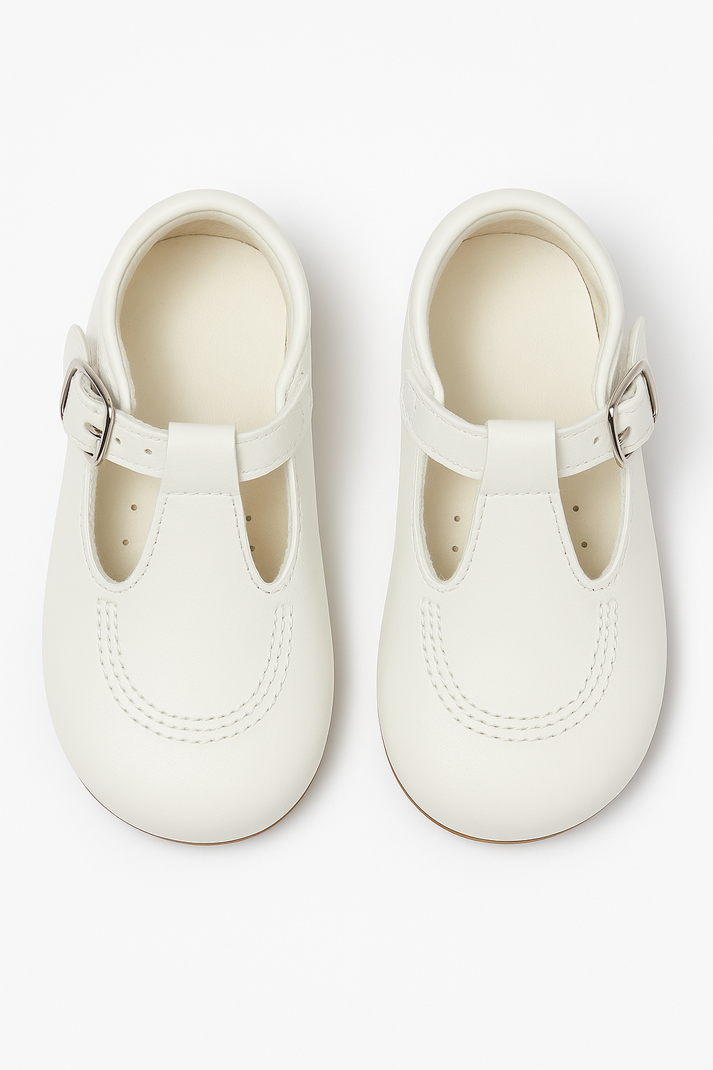 Baby & Boys Buckled Leather Shoes TEDDY - White Front Picture