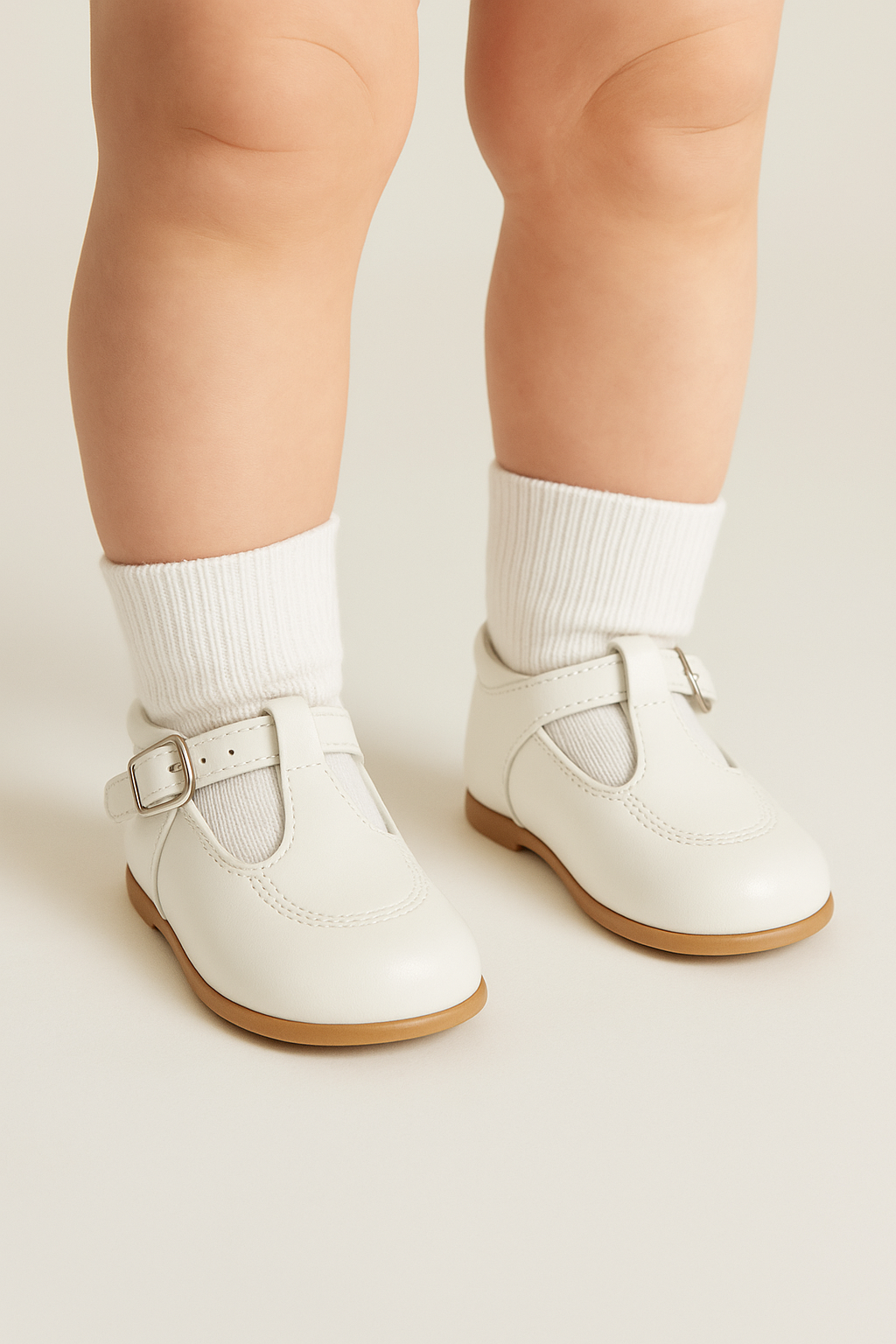 Baby & Boys Buckled Leather Shoes TEDDY - White Model Picture