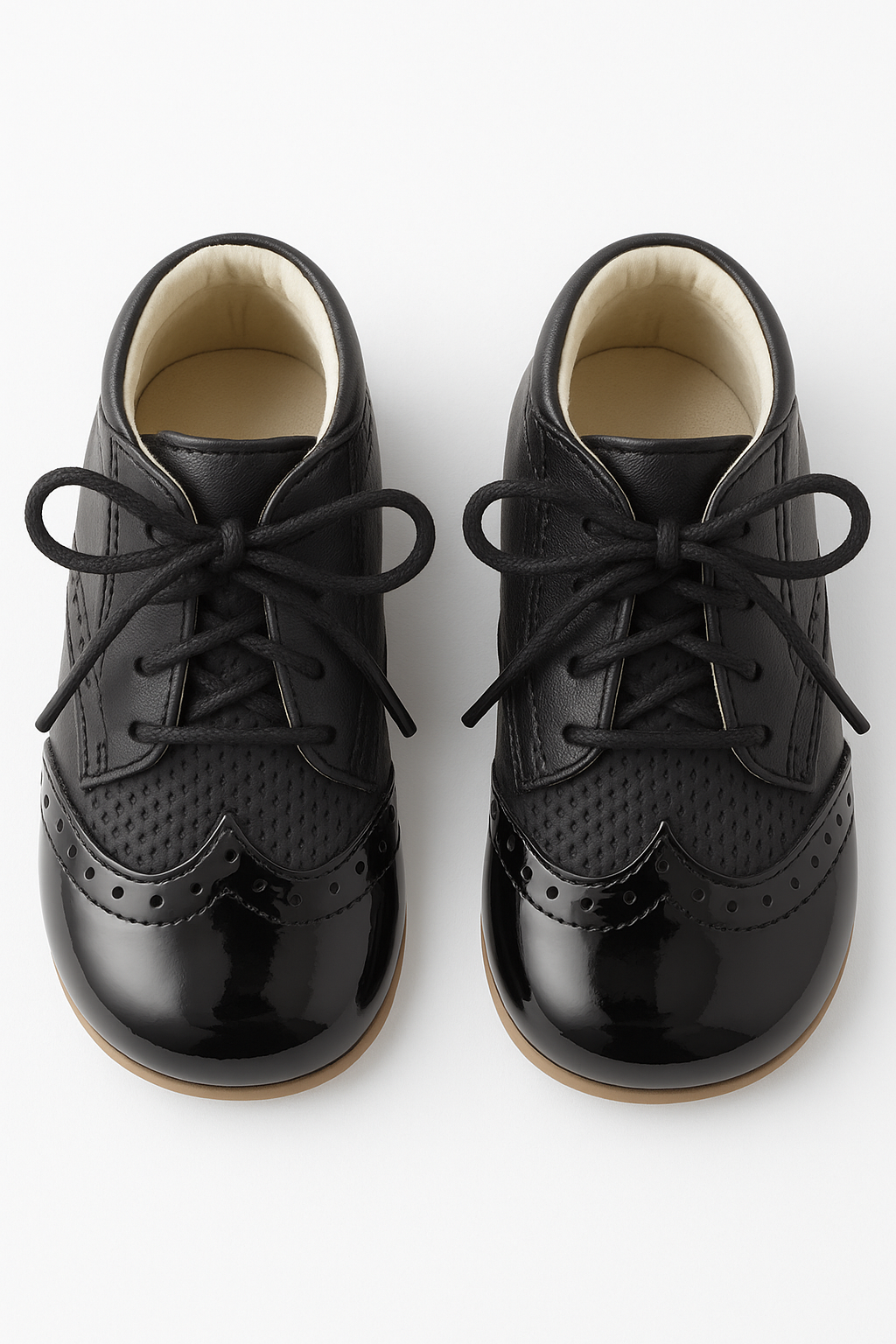 Baby & Boys Two-tone Leather Brogue Shoes ANTONIO - Black Front Picture