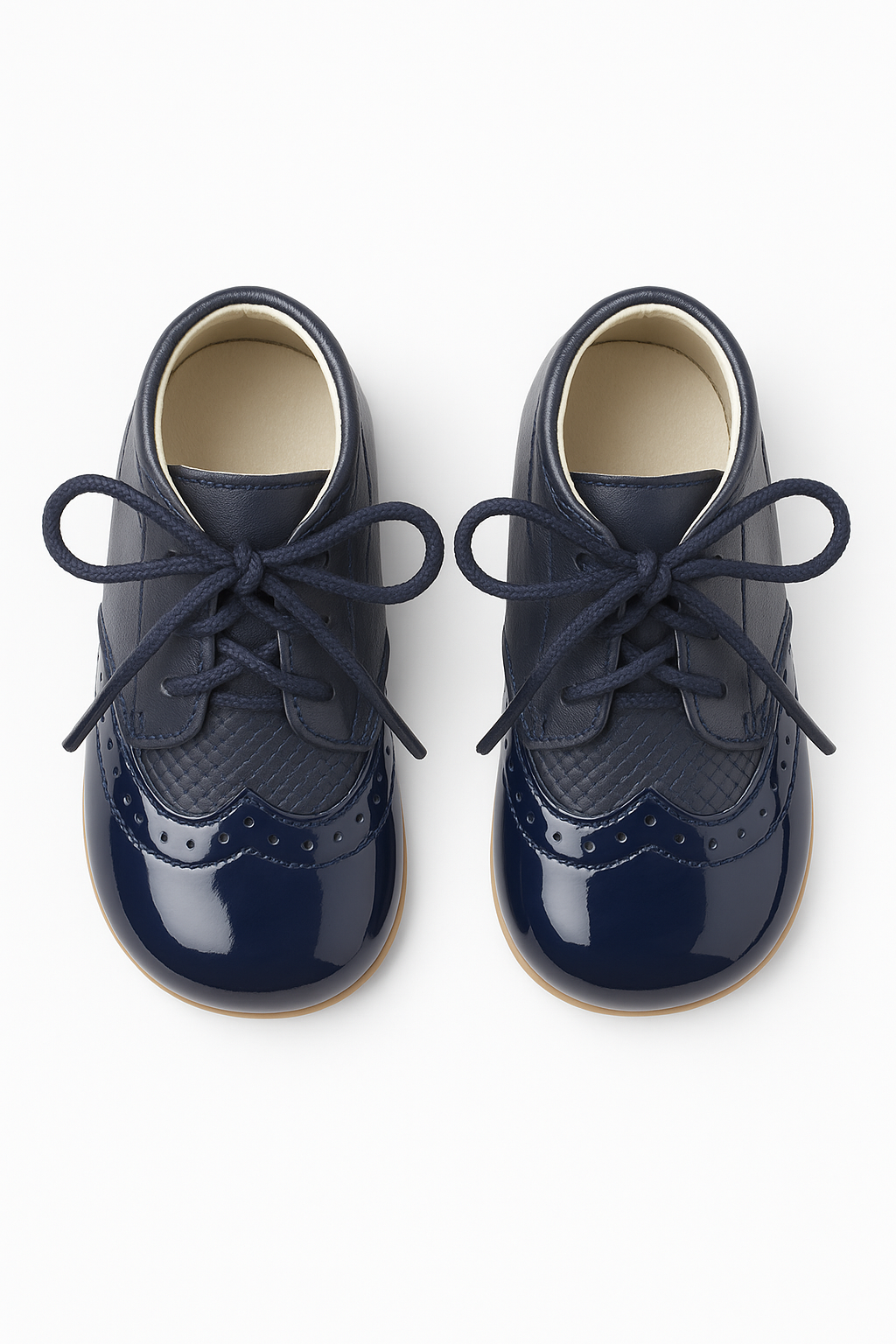 Baby & Boys Two-tone Leather Brogue Shoes ANTONIO - Navy Blue Front Picture