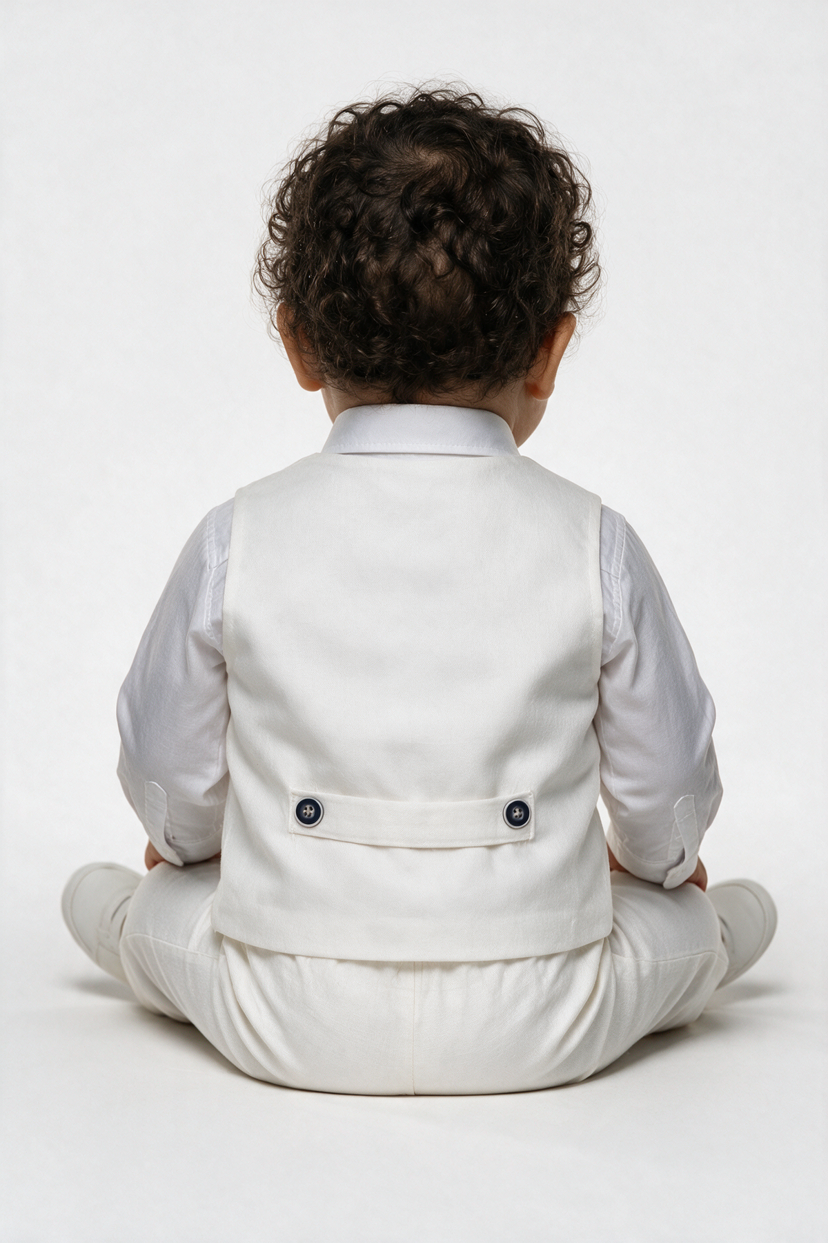 Baby & Boys 3-Piece White Cotton-Linen Waistcoat Suit Set - WHITBY