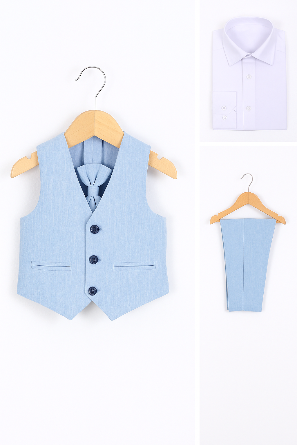 Baby & Boys 4-Piece Cotton-Linen Waistcoat Suit Set - Light Blue