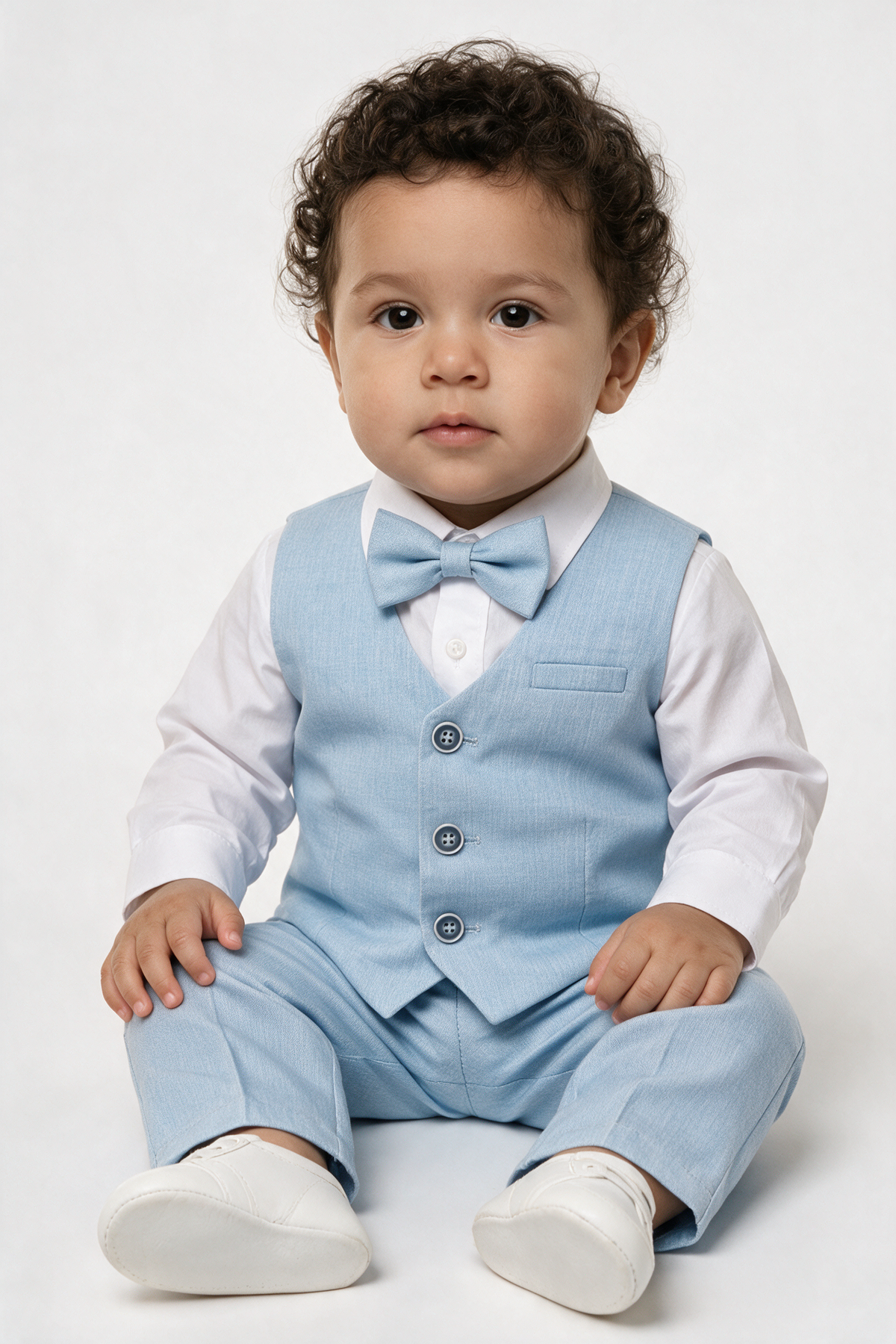 Baby & Boys 4-Piece Cotton-Linen Waistcoat Suit Set - Light Blue