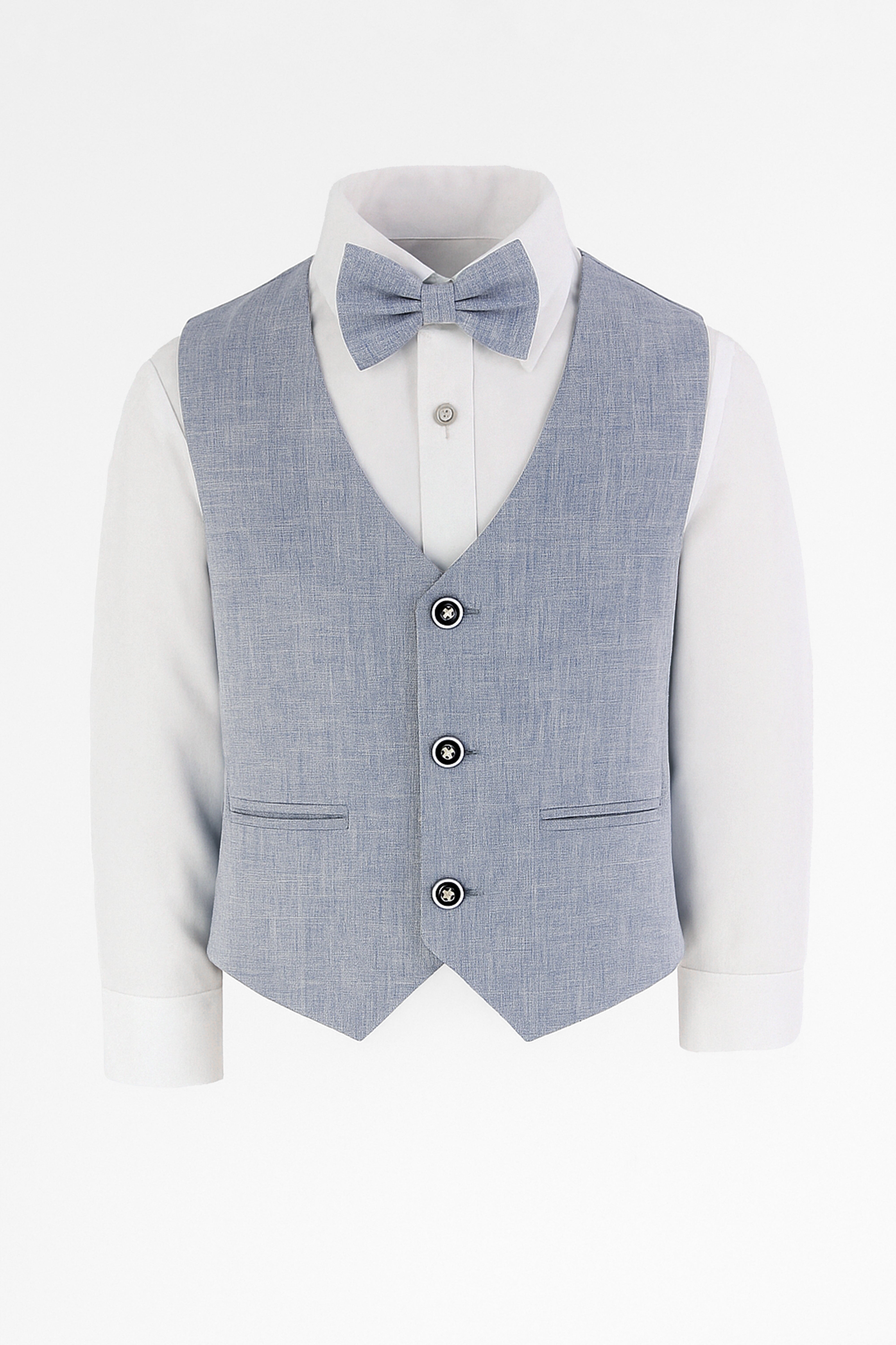 Baby & Boys 4-Piece Cotton-Linen Waistcoat Suit Set  - Navy Blue