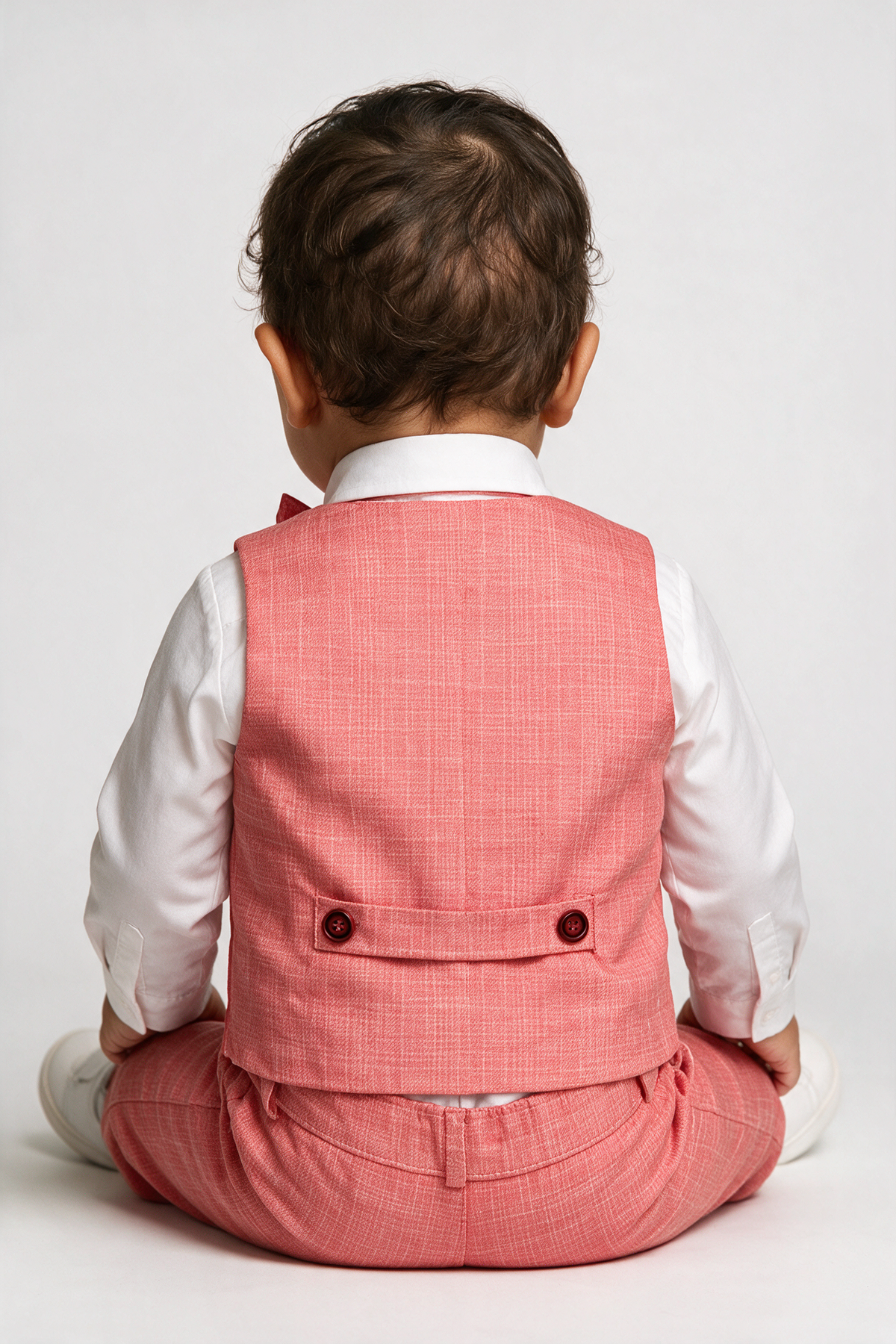 Baby & Boys 4-Piece Cotton-Linen Waistcoat Suit Set  - Red
