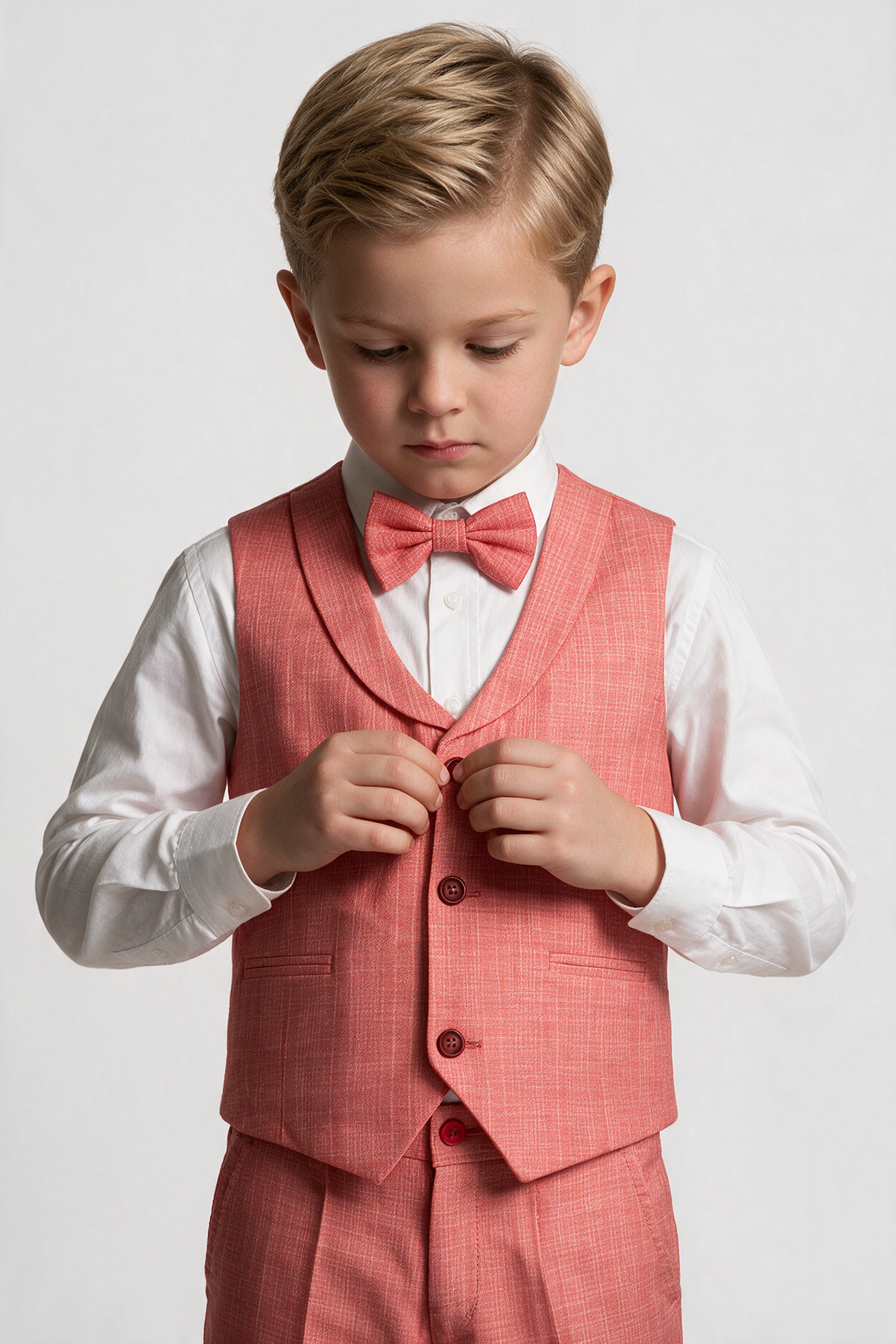 Baby & Boys 4-Piece Cotton-Linen Waistcoat Suit Set  - Red