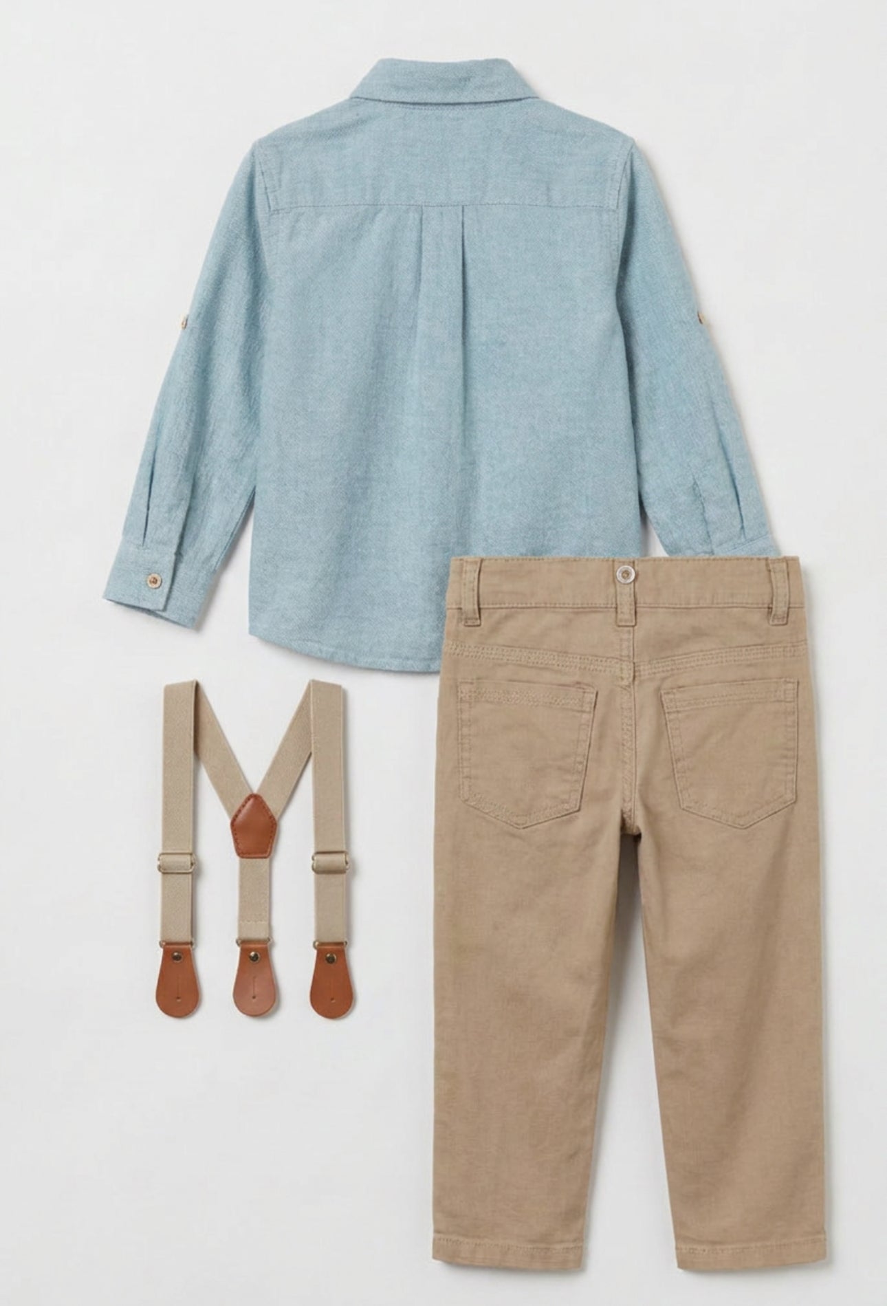 Boys 4-Piece Cotton Gentleman Outfit Set - Green & Beige
