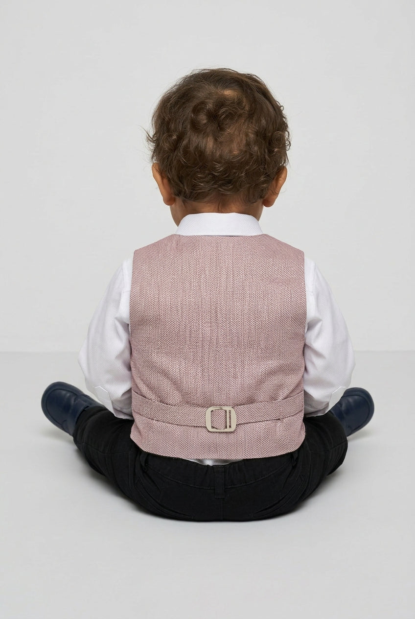 Baby Boys 4-Piece Textured Jacquard Waistcoat Suit - SPOR ZARGOS PINK