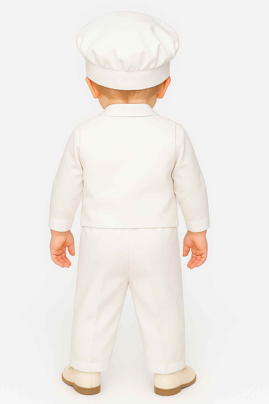 Baby Boys 5 Piece Sailor Christening Suit - NELSON - White & Navy Blue Back Picture
