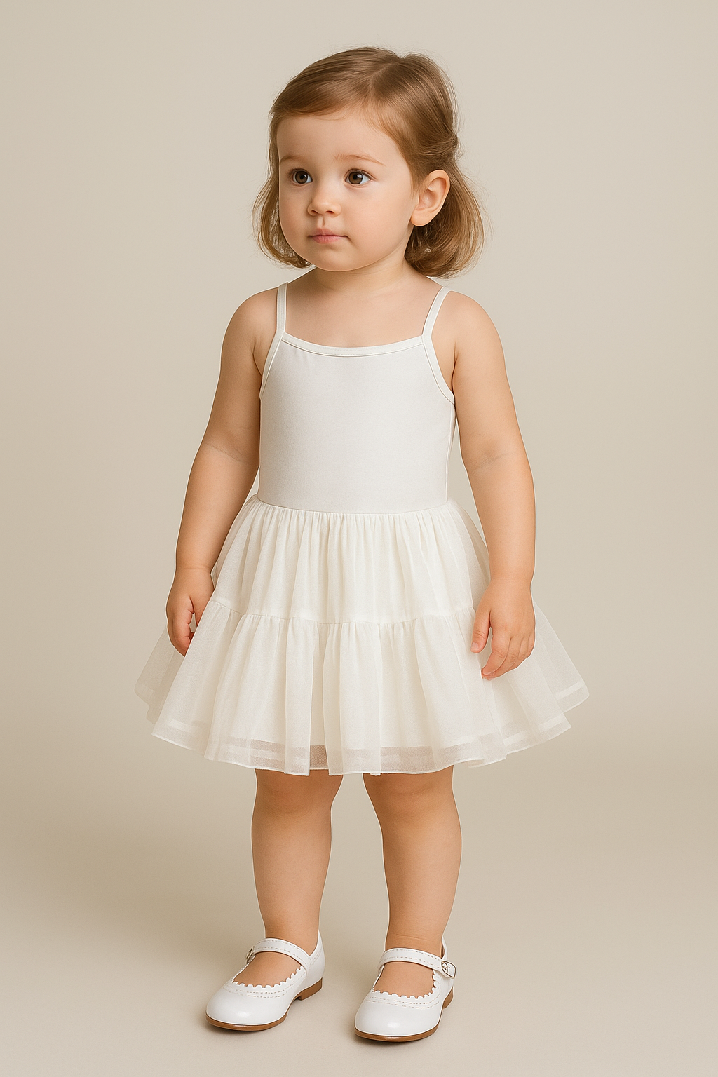 Baby Girl Ballerina Petticoat White Cotton Dress - White 