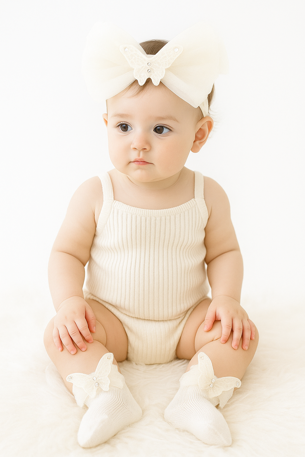 Baby Girls Headband and Socks Set - Ivory Baby Picture