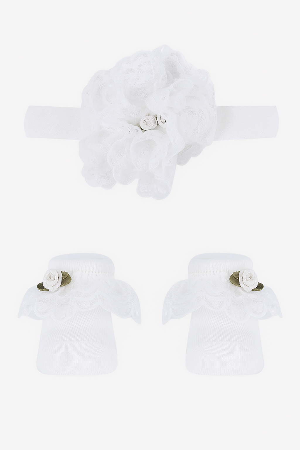 Baby Girls Headband and Socks Set - White Back Picture