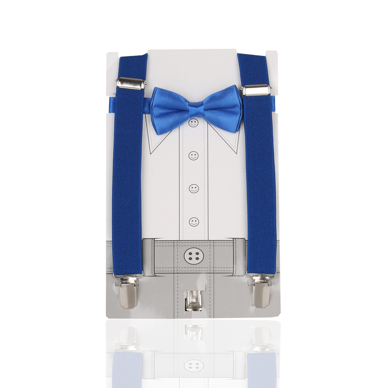 Boys Adjustable Elastic Y-Back Wide Bow Brace Set - Blue