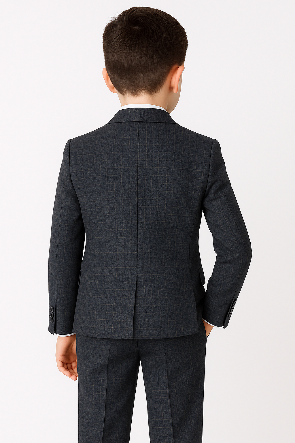 Boy Tweed Tailored Fit Husky Sizes Suit - JONATHAN Charcoal - Charcoal Grey