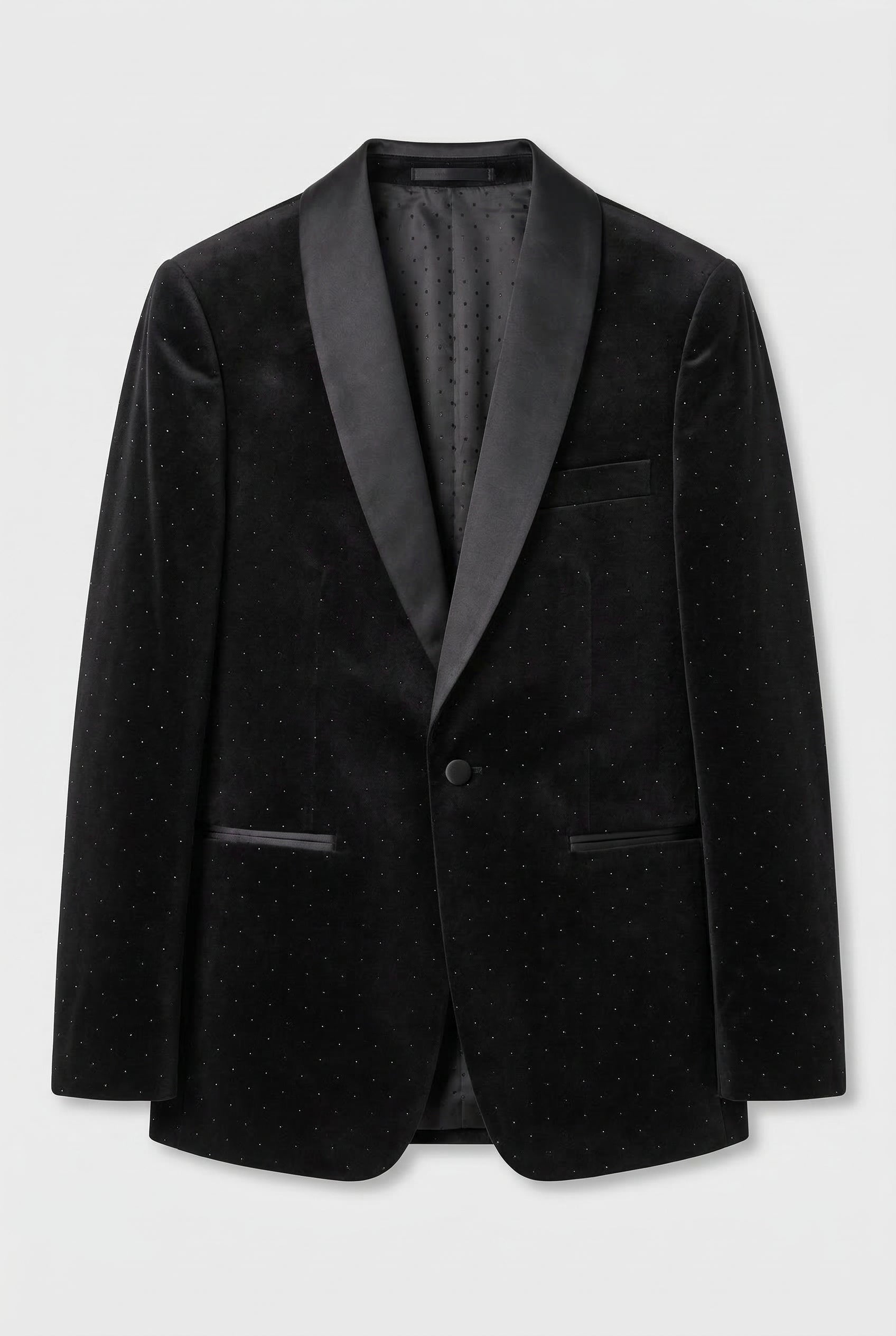 Boys 2-Piece Dot Overlay Tuxedo Suit - Calvin Black