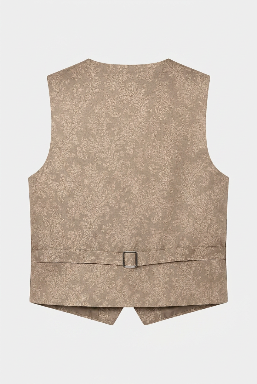 Boys 4-Piece Paisley Jacquard Waistcoat Cravat Set - Gold
