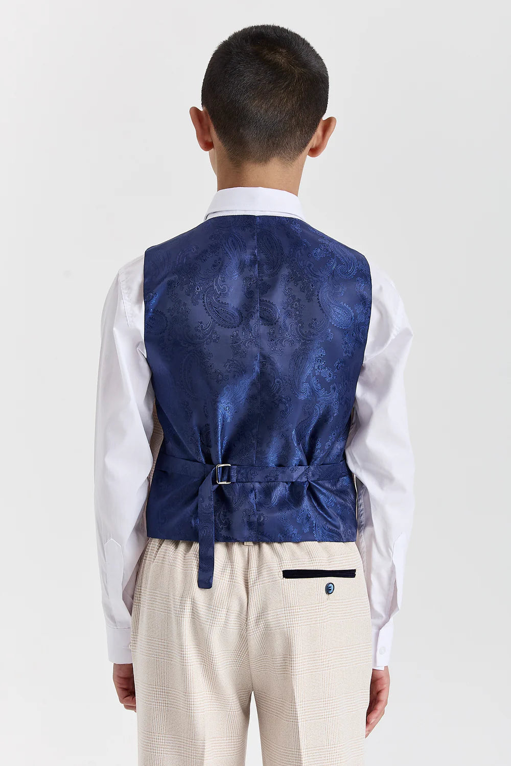 Boys 3-Piece Glen Check Tweed Formal Suit - Regent - Cream