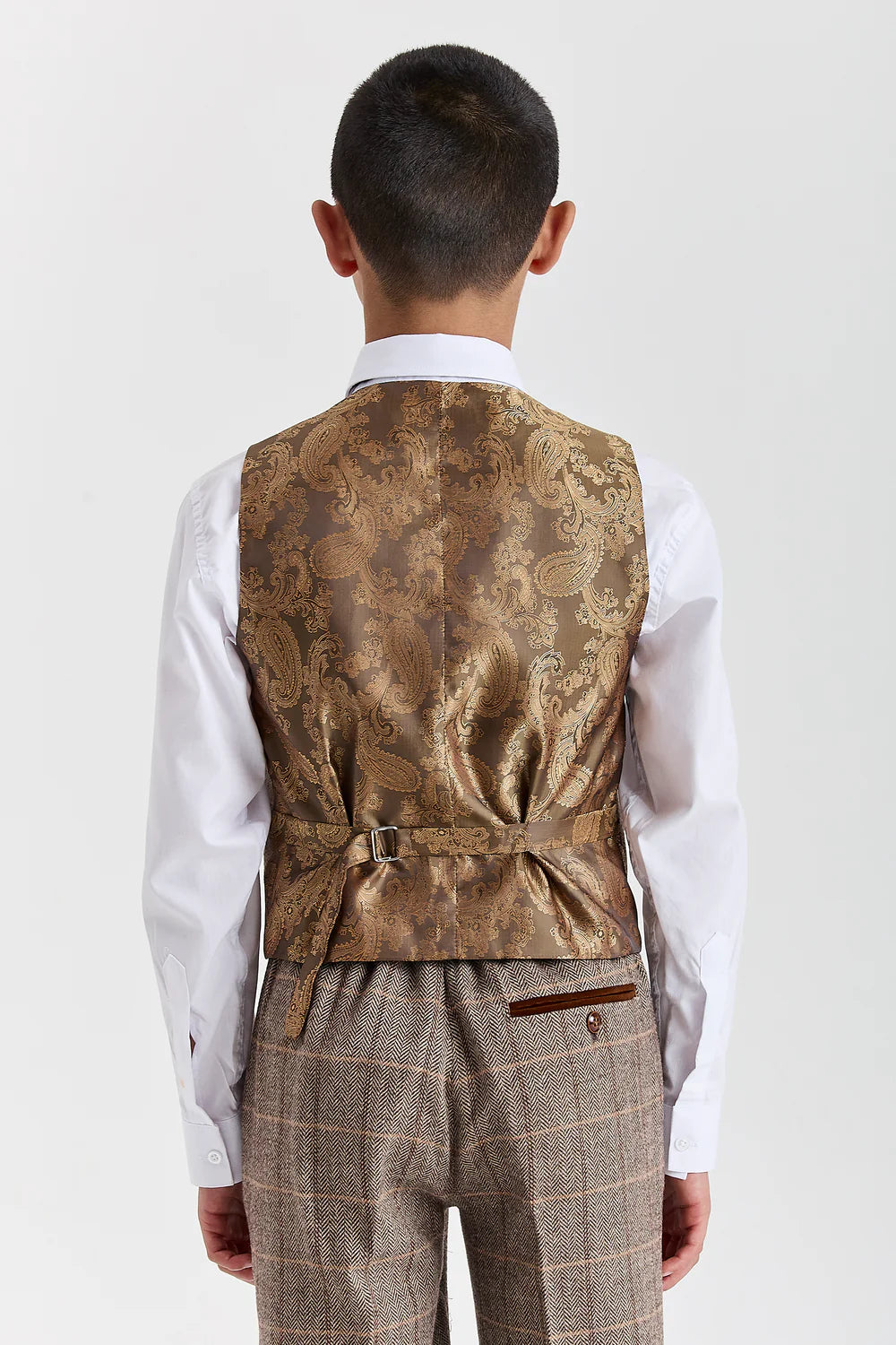 Boys 3-Piece Herringbone Windowpane Check Suit - Harris Brown